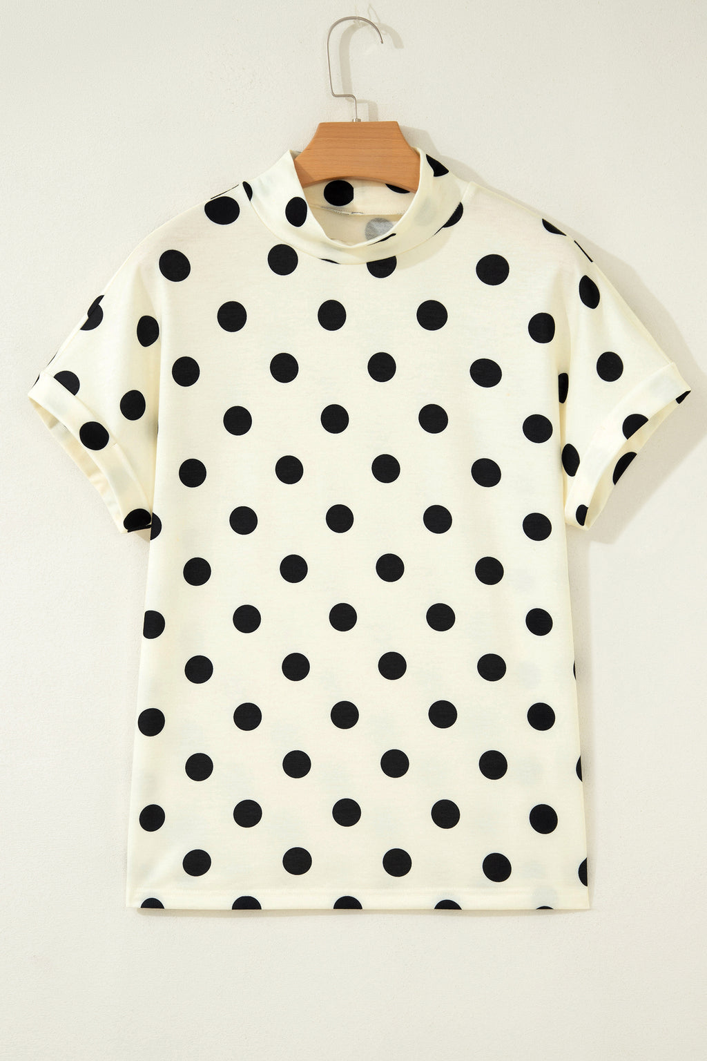 Beige Polka Dot High Neck Dolman Tunic Top | Sizes 8-22