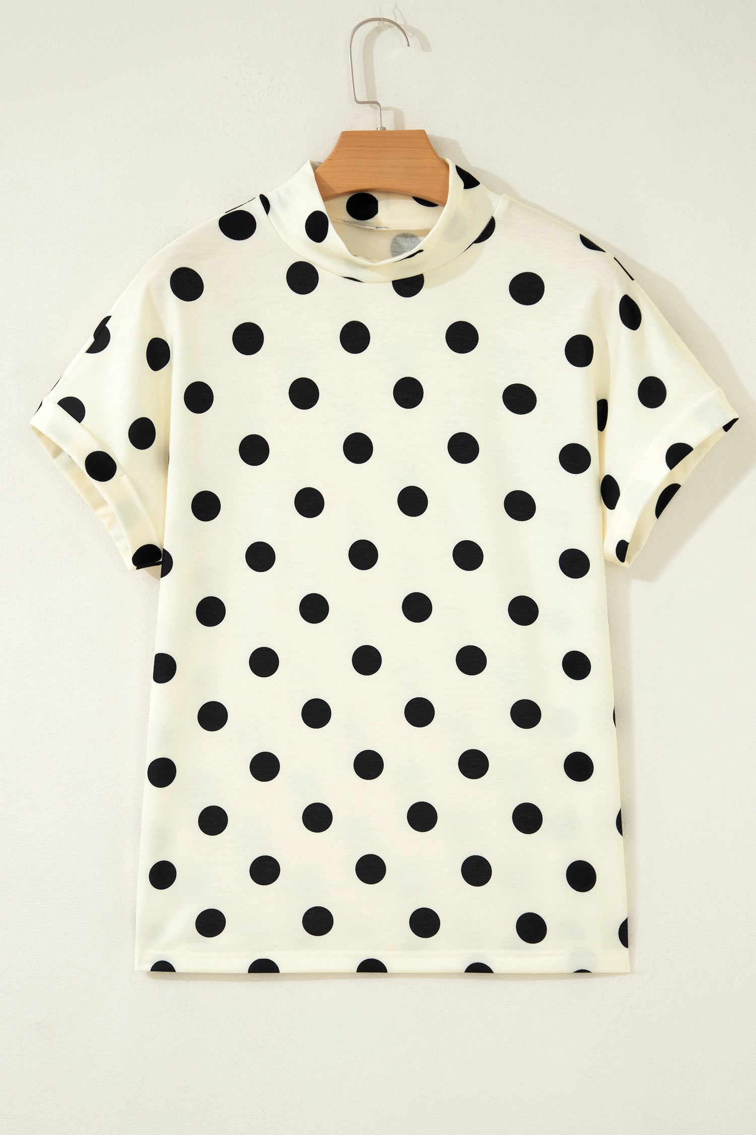 Beige Polka Dot High Neck Dolman Tunic Top | Sizes 8-22