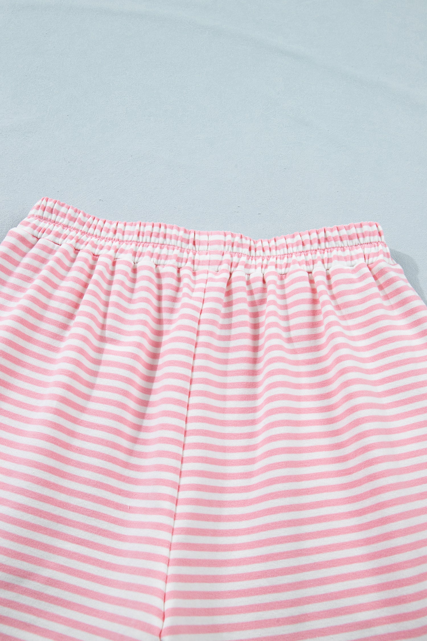 Striped Cuffed Sleeve Mock Neck Tee & Shorts Co-ord | Sky Blue, Pink & Green