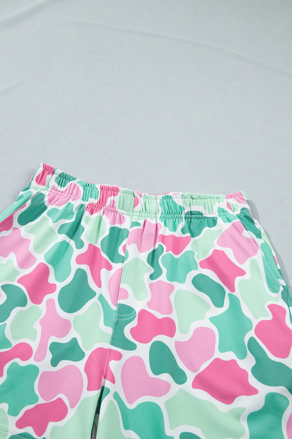 Camo Print Cropped Tank High-Rise Shorts Athleisure Set Green Multicolour S-XL