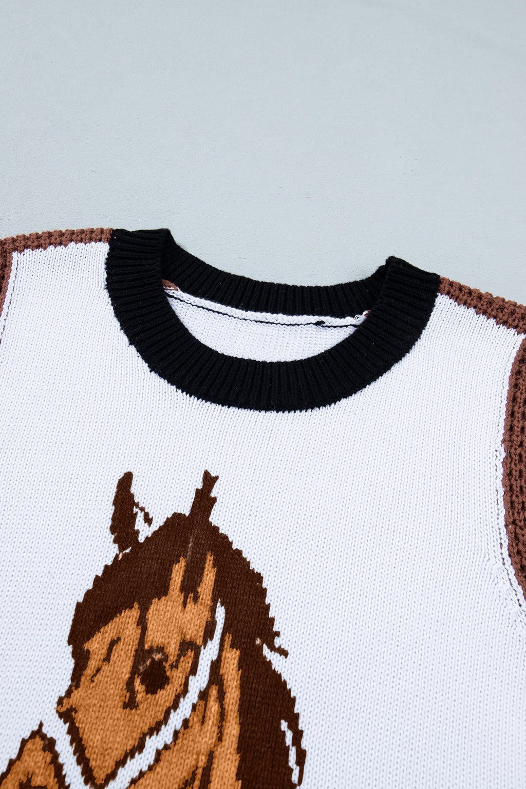 Shop White Western Horse Head Colorblock Trim Sweater Vest at LivelyLooks