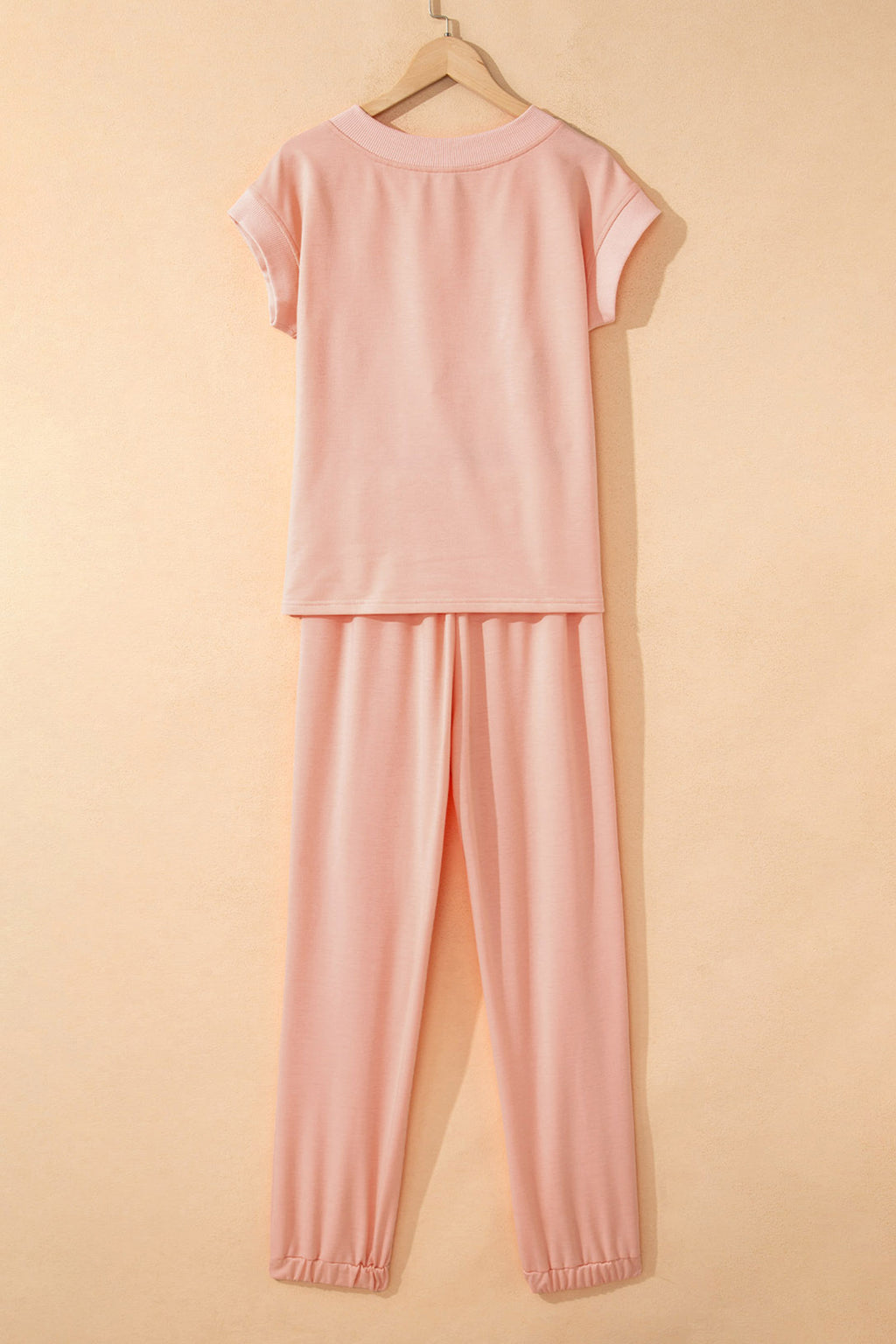 V-Neck Tee & Drawstring Pant Set | Apricot Pink, Mint Green, Bonbon & Beau Blue
