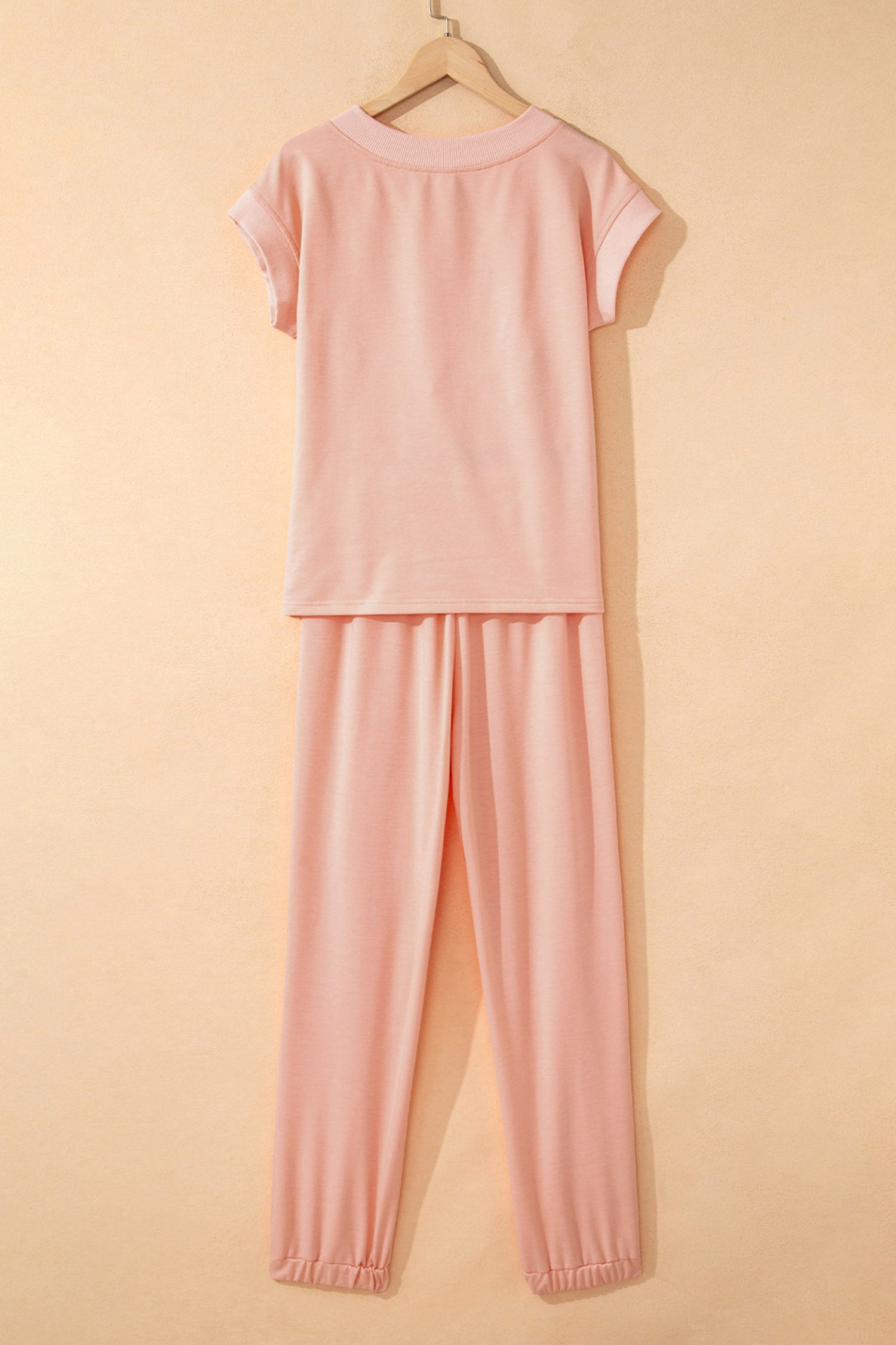 V-Neck Tee & Drawstring Pant Set | Apricot Pink, Mint Green, Bonbon & Beau Blue