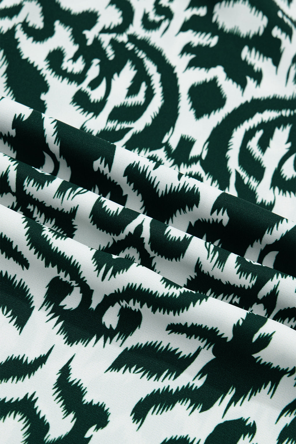 Shop Green Damask Print Ruffled Color Block Detail Half Sleeve Blouse at LivelyLooks
