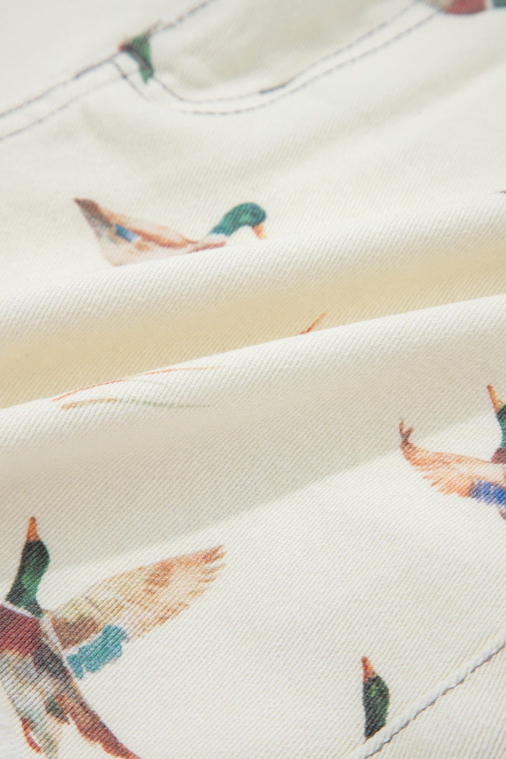 Beige Mallard Print High Waist Frayed Hem Denim Shorts UK 4-16