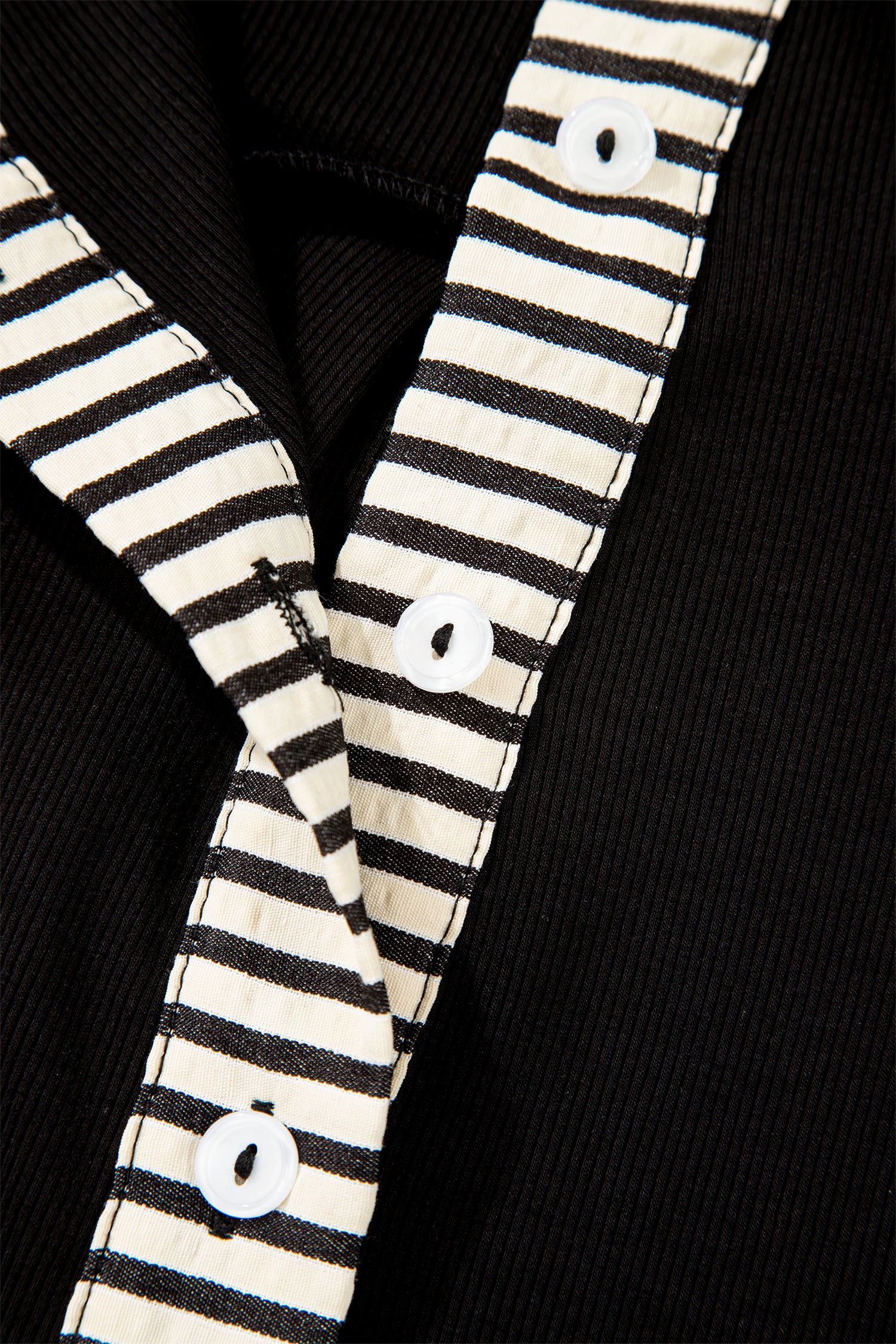 Black Stripe Polo Collar Half Button Tied Short Sleeve Mini Dress S-XL
