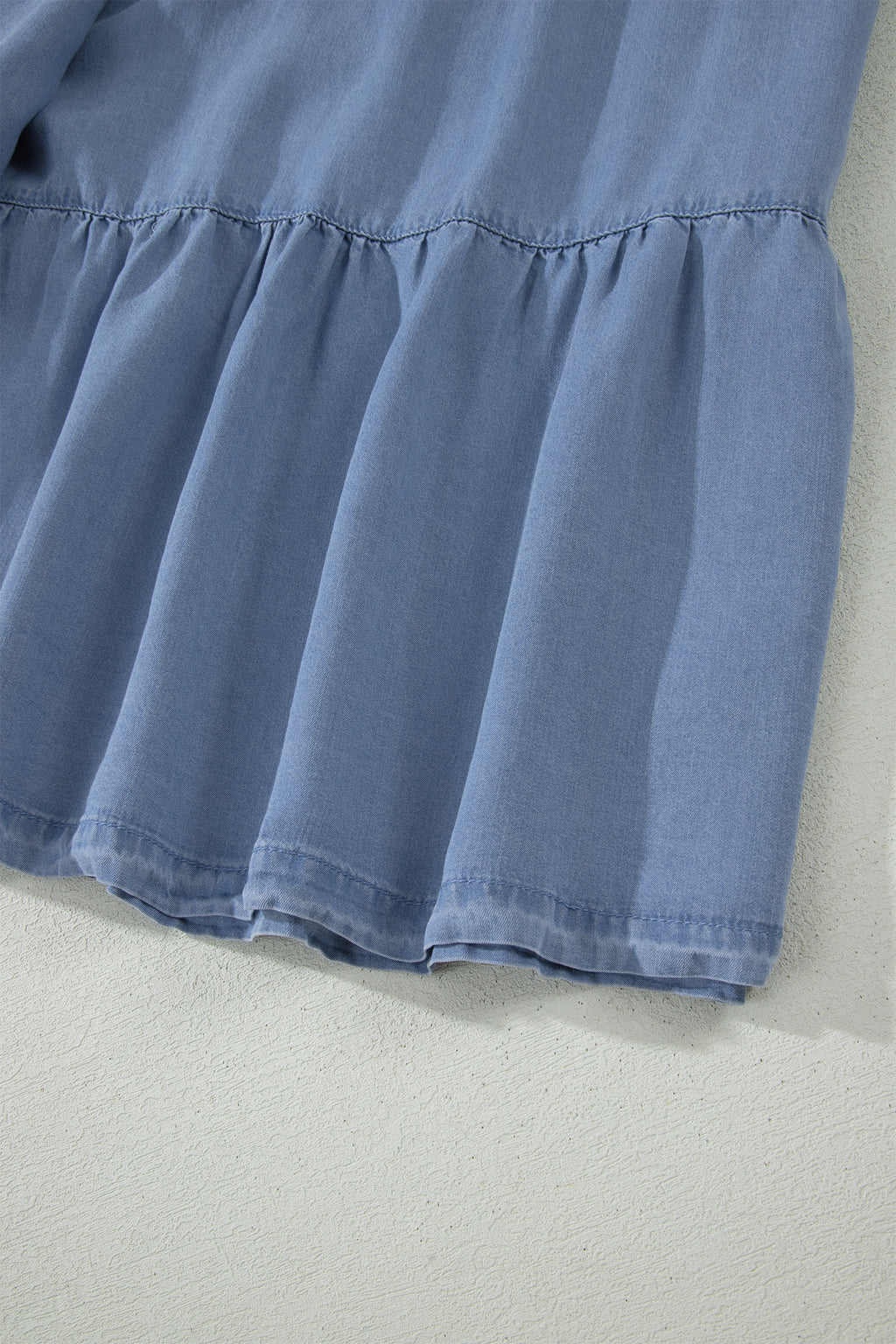 Women's Women's Flared Denim Maxi Skirt Tiered Ruffled Elastic Waist Blue S-XL at LivelyLooks