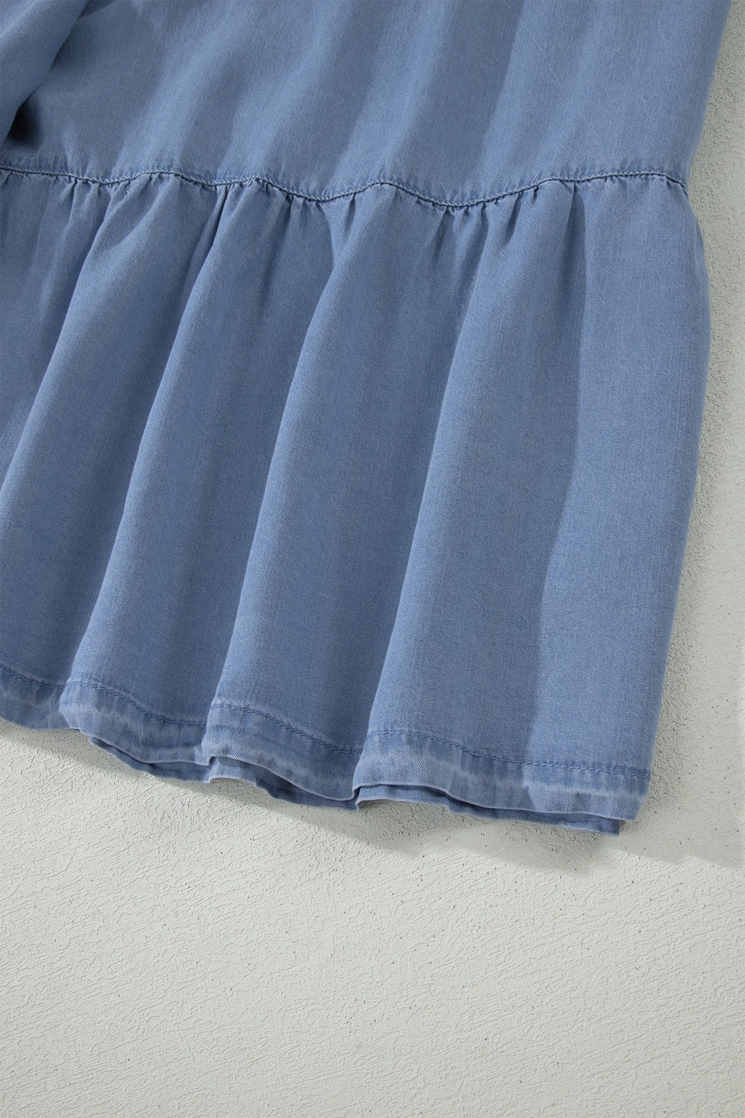 Women's Women's Flared Denim Maxi Skirt Tiered Ruffled Elastic Waist Blue S-XL at LivelyLooks