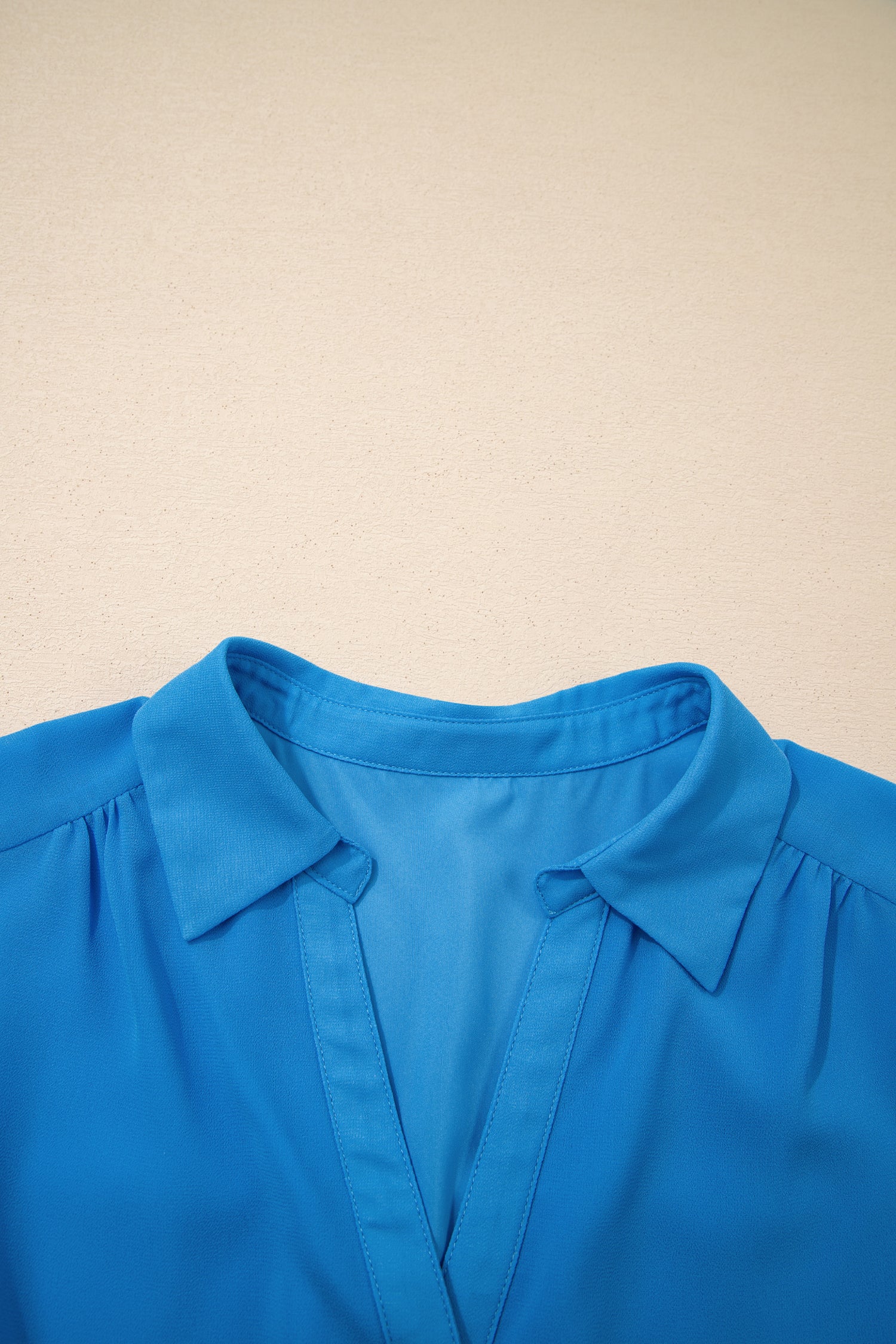 Blue Half Button Collared Elastic Waist Sleeveless Shirt Dress S-XL