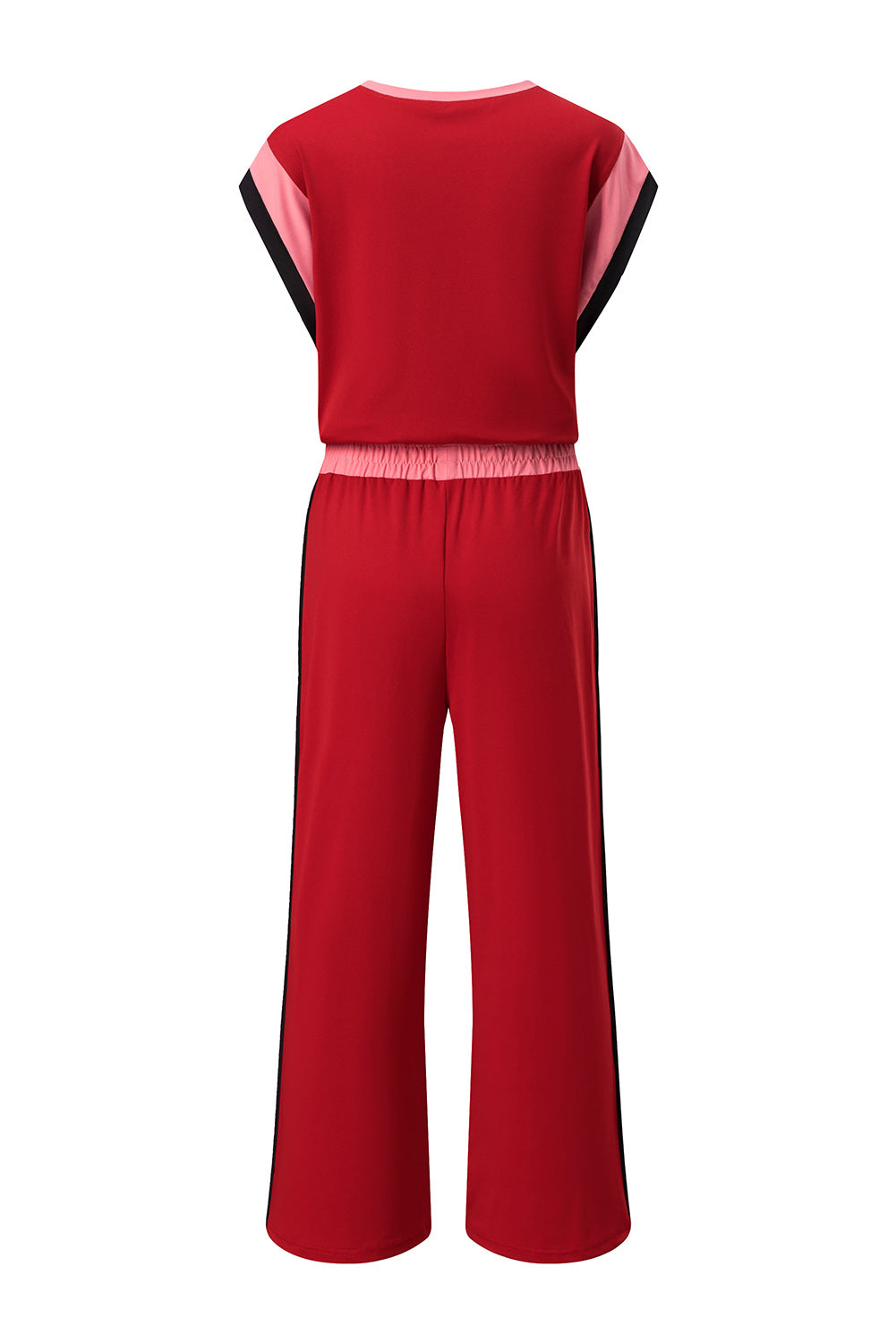 Colour Block Cap Sleeve Tee & Crop Wide Leg Trousers Set | 8 Colours