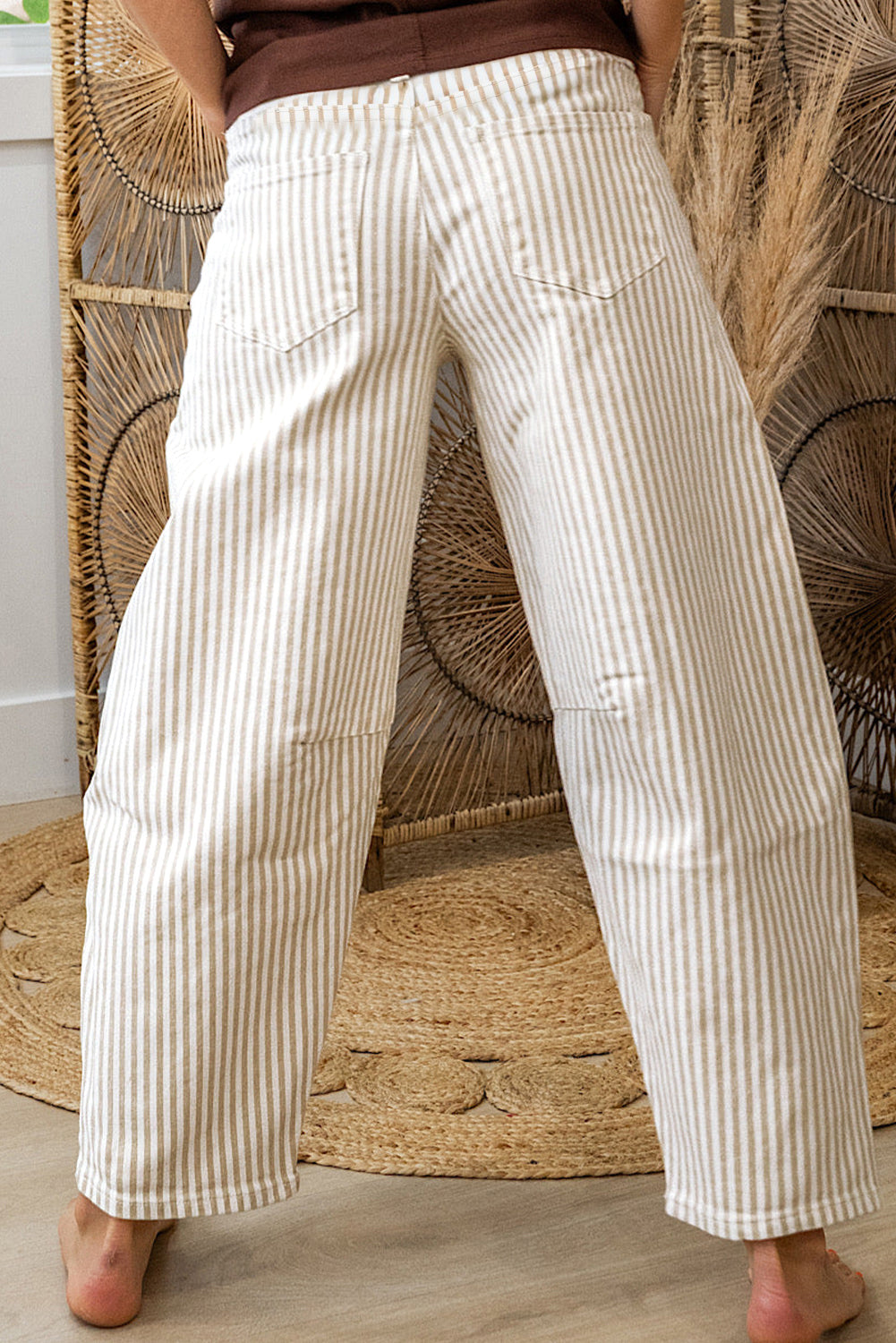 Shop Stripe Casual Barrel Leg Jeans UK 8-20 at LivelyLooks