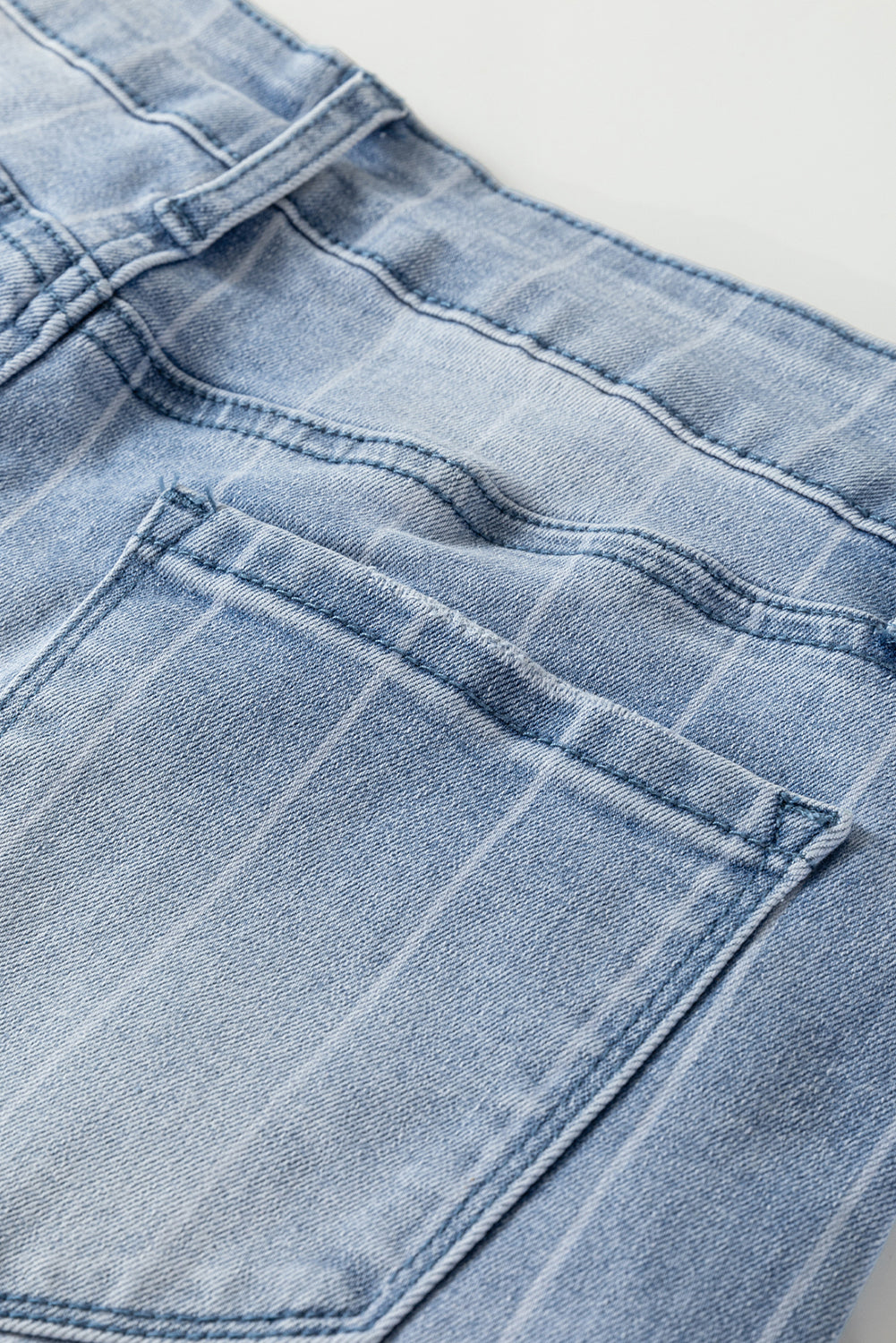 Shop Beau Blue Multi Buttons Pinstripe Wide Leg Jeans at LivelyLooks