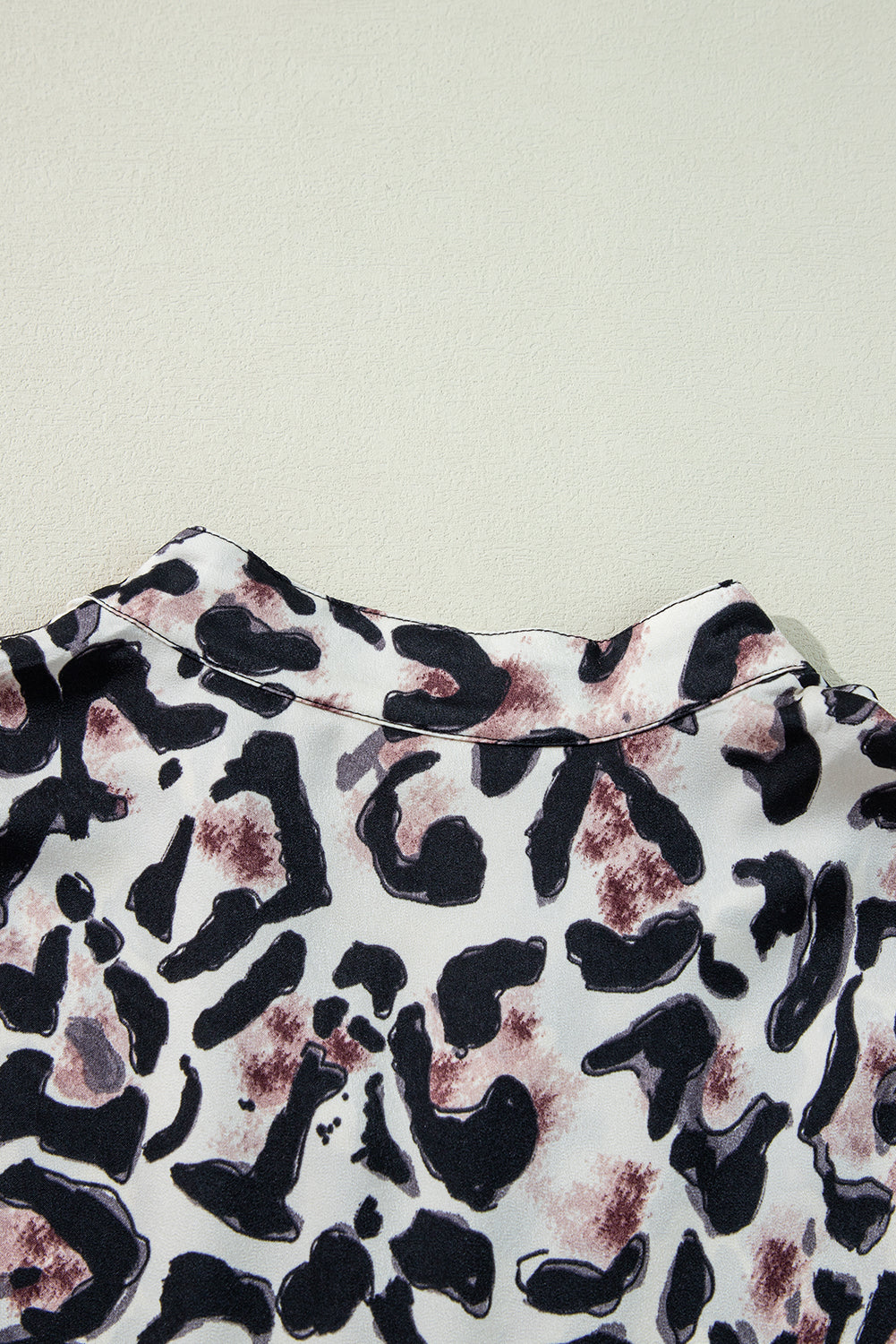 Women's Rose Leopard Print Buttoned Front 3/4 Sleeve Tiered Ruffle Hem Dress at LivelyLooks