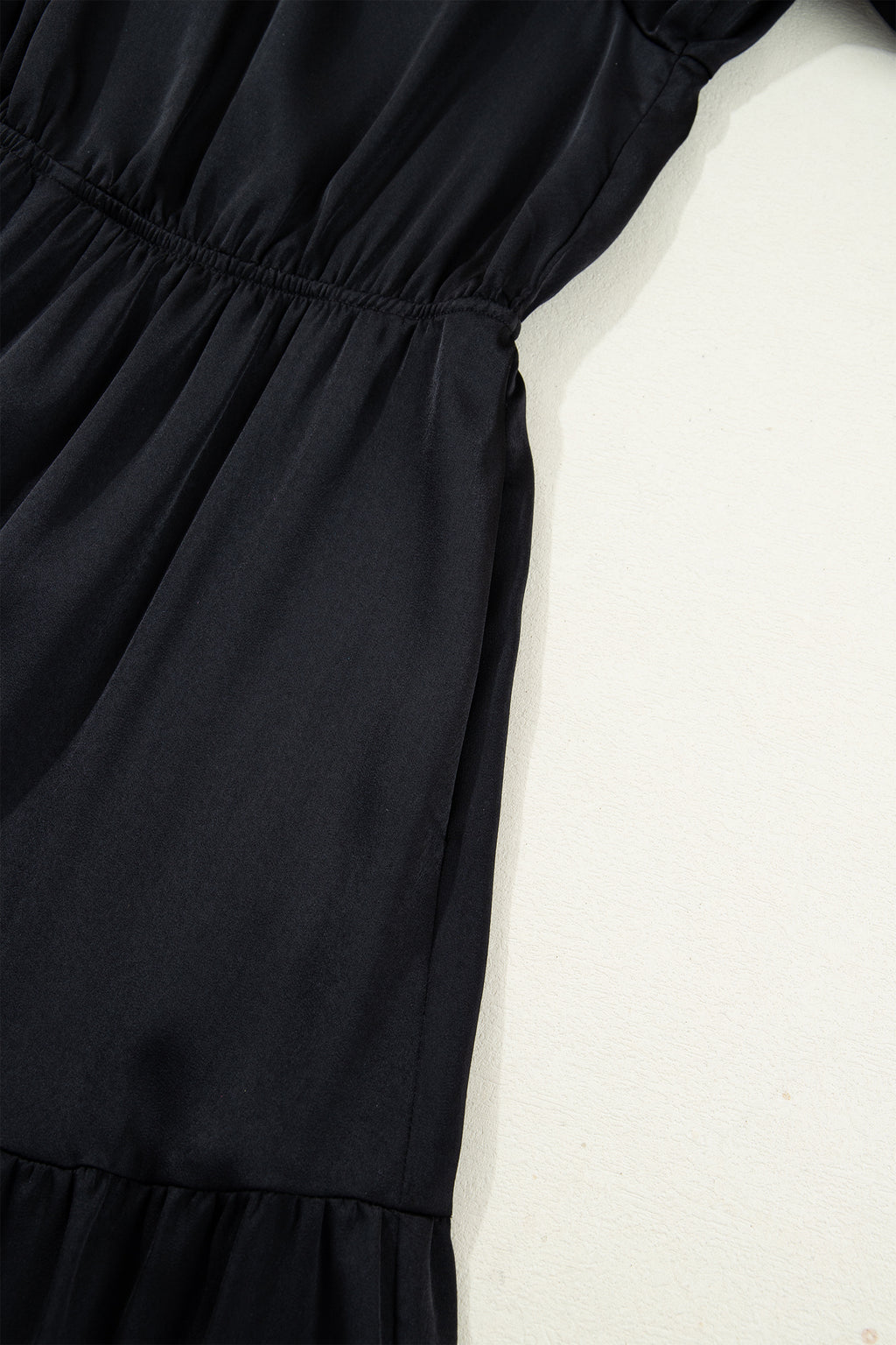 Black Tiered Maxi Dress Flounced Bracelet Sleeve V Neck Women S-XL