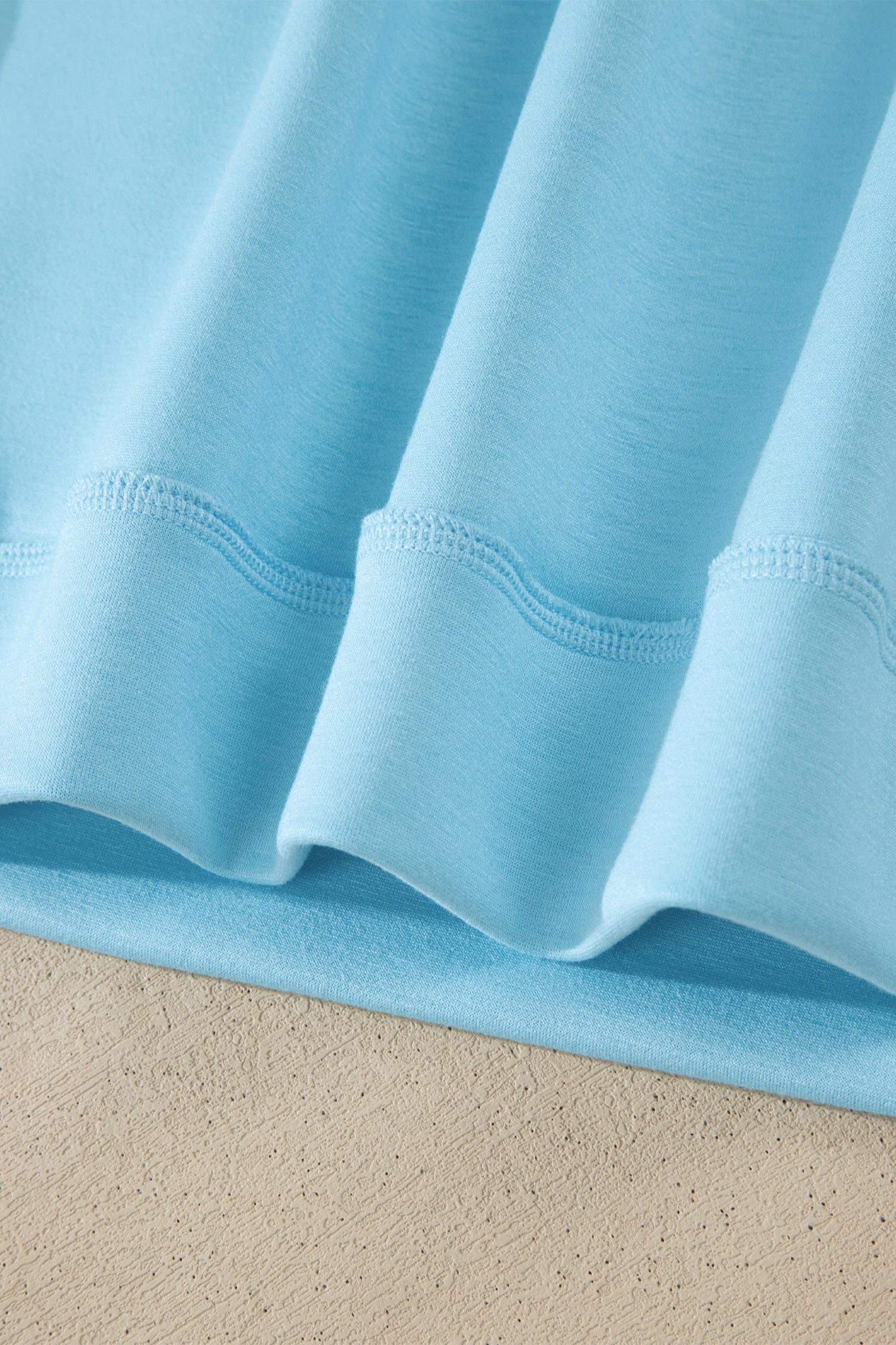 Exposed Seam Mock Neck Oversized Tee & Shorts Set – Mist Blue
