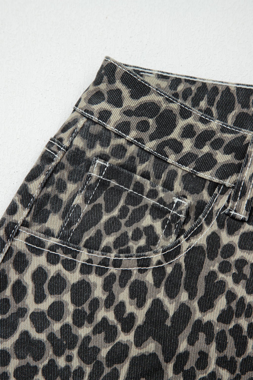 Shop Black Leopard Print High Waist Barrel Jeans UK 8-20 at LivelyLooks