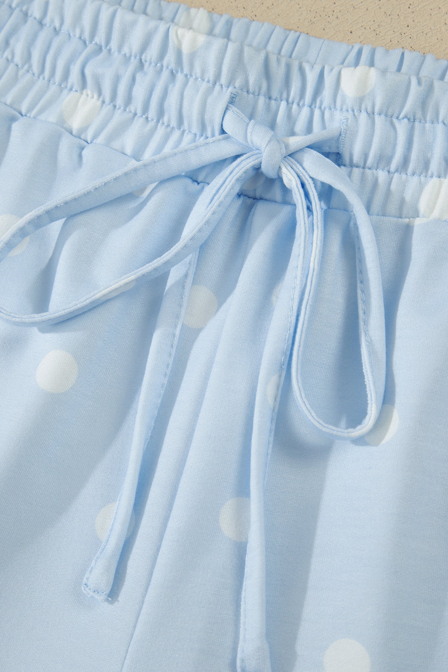 LivelyLooks White Polka Dot Exposed Seam Loose Tee & Drawstring Shorts Set S-XL women's fashion