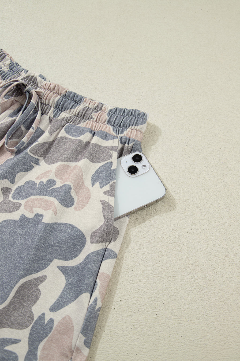 Multicolour Camouflage Loose Tee & Drawstring Shorts 2pcs Outfit