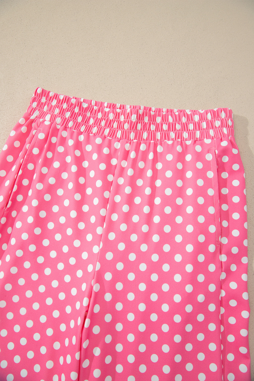 Polka Dot Halter Tank & Wide Leg Pants 2-Piece Set Blue & Pink