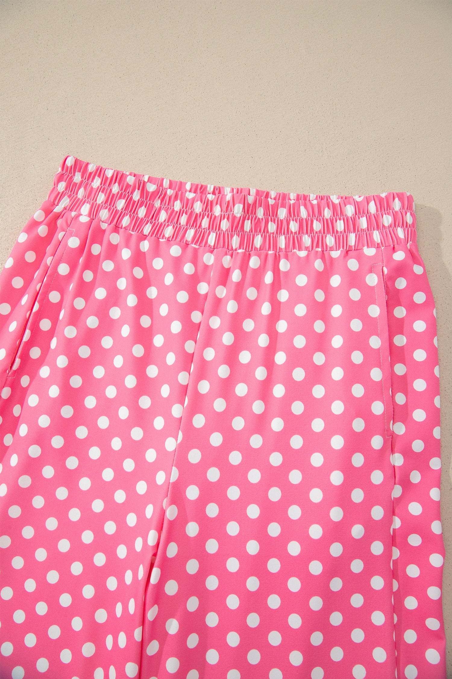 Polka Dot Halter Tank & Wide Leg Pants 2-Piece Set Blue & Pink