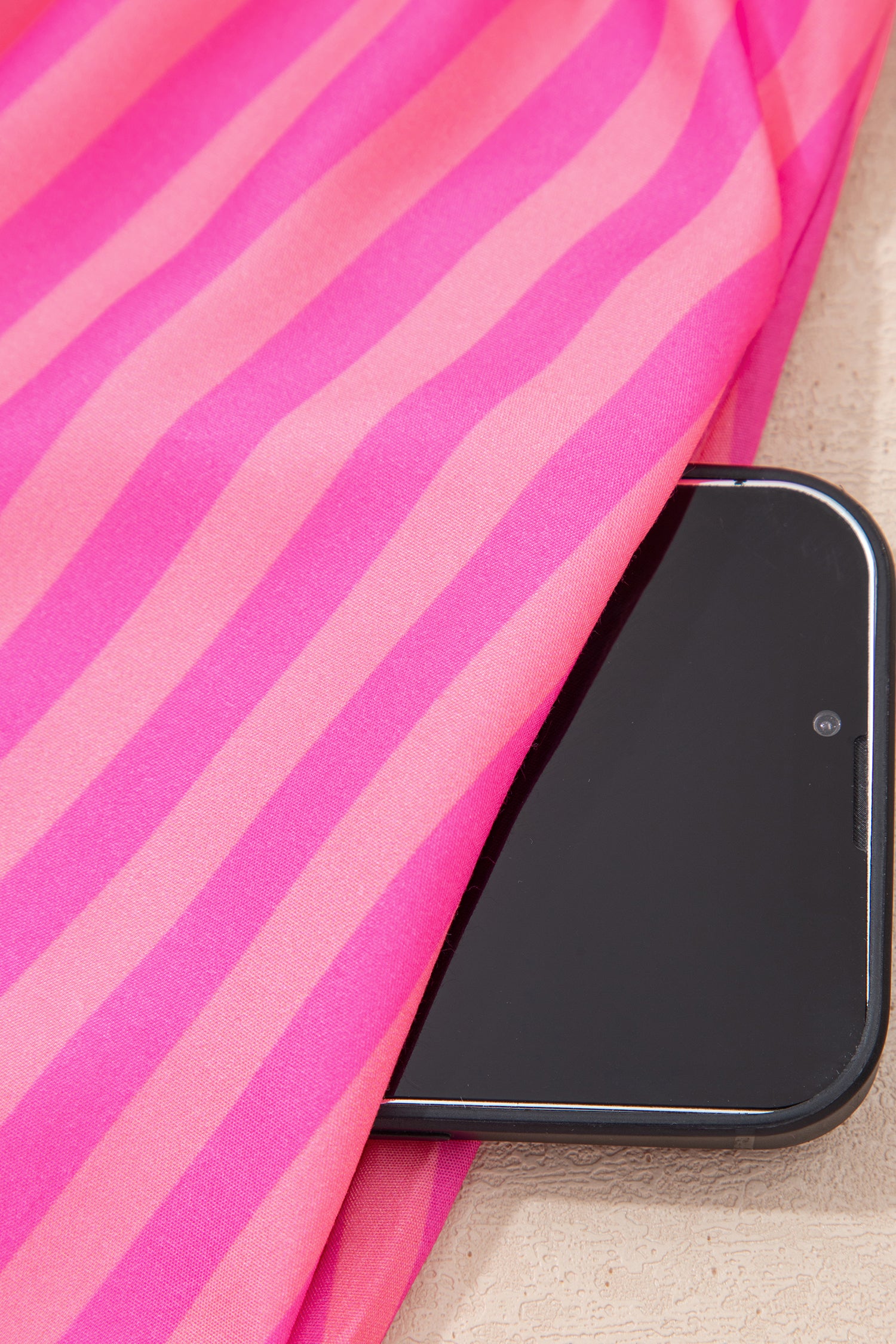 Women's Pink Striped Print Bow Detail Puff Sleeve Mini Dress S-XL at LivelyLooks