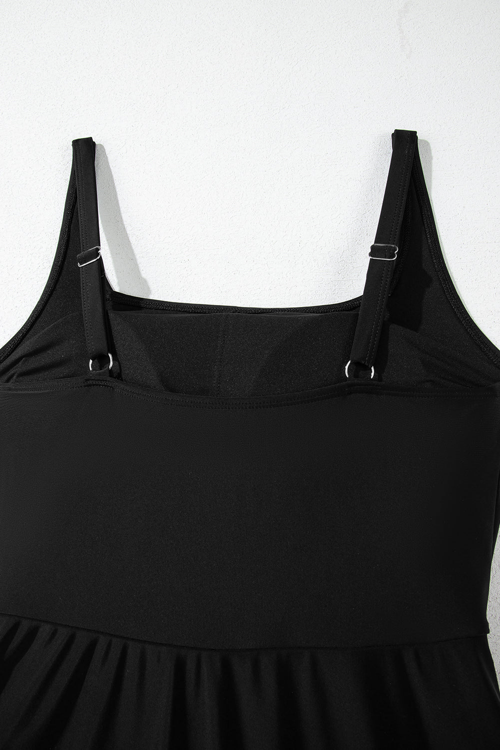 Square Neck Side-Tie Waist A-Line Swim Dress | Green & Black | UK 8-22