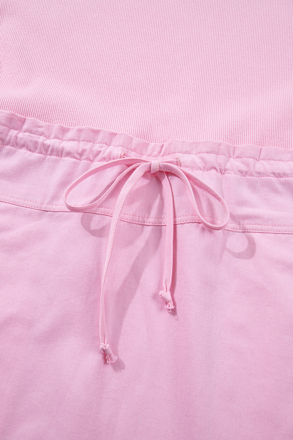 LivelyLooks Pink Cuffed Short Sleeve Patchwork Drawstring Mini Dress S-XL women's fashion