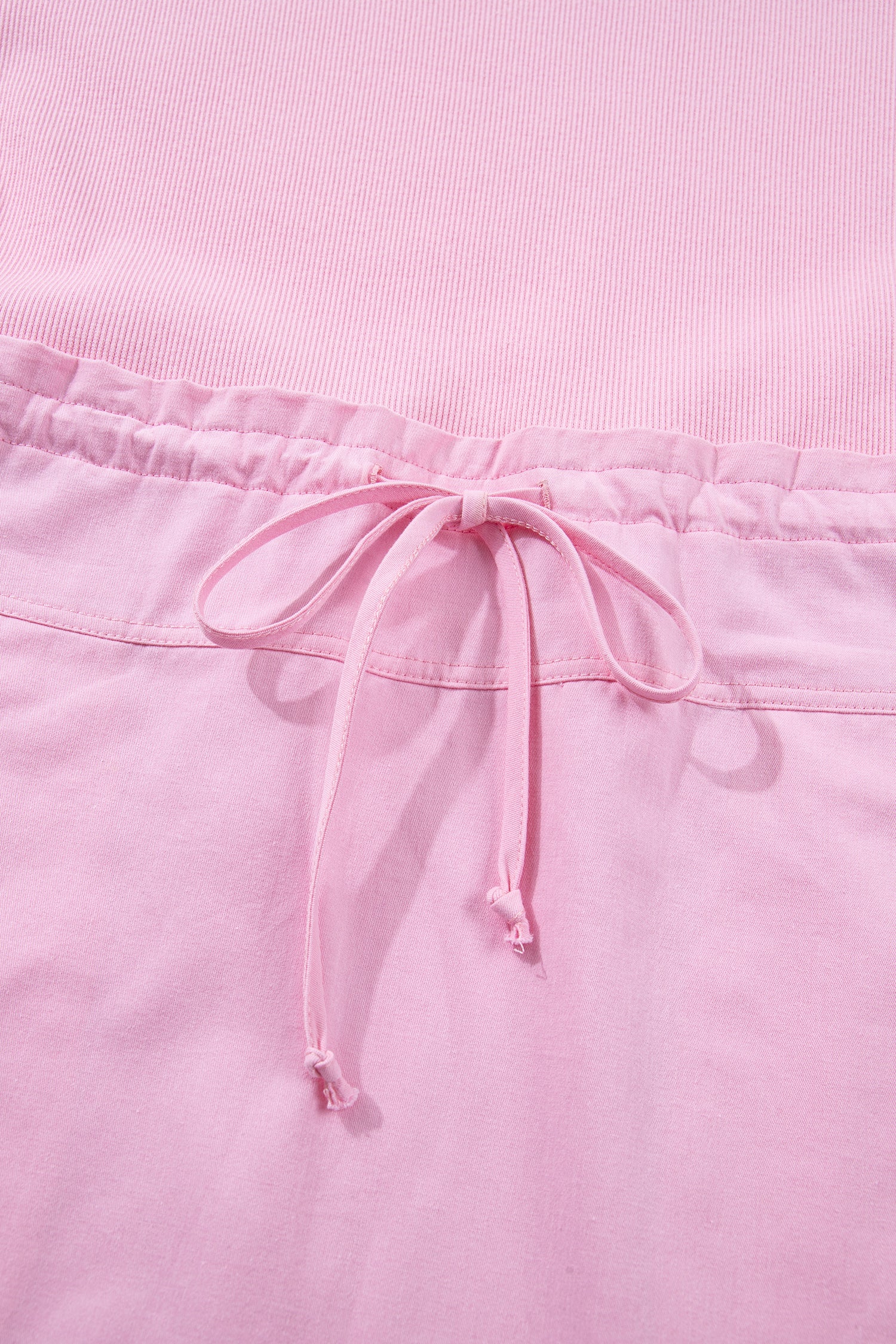 LivelyLooks Pink Cuffed Short Sleeve Patchwork Drawstring Mini Dress S-XL women's fashion