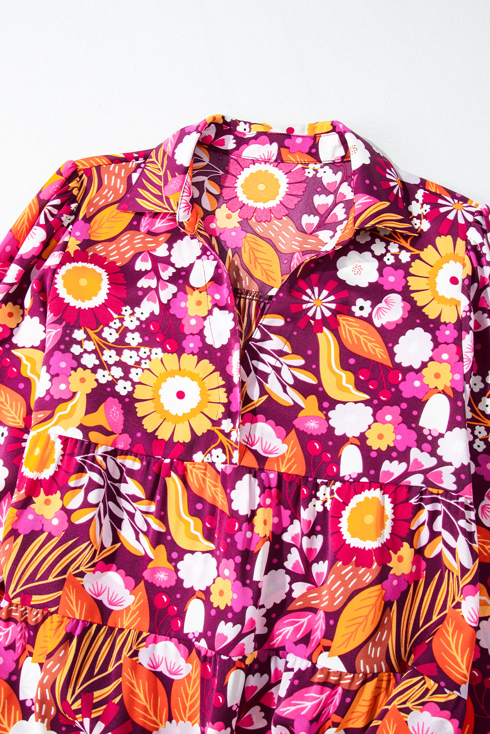 LivelyLooks Floral Collared Tiered Flowy Maxi Dress Purple Blue S-2XL women's fashion