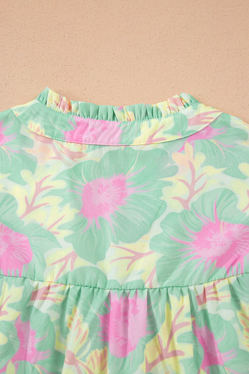 Women's Yellow Short Bubble Sleeve Summer Floral Blouse at LivelyLooks