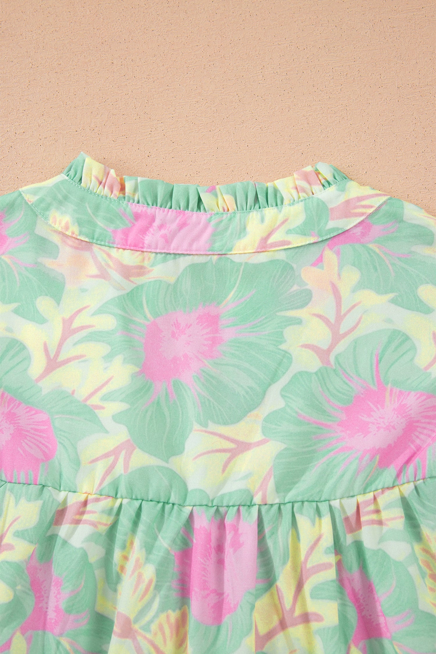 Women's Yellow Short Bubble Sleeve Summer Floral Blouse at LivelyLooks