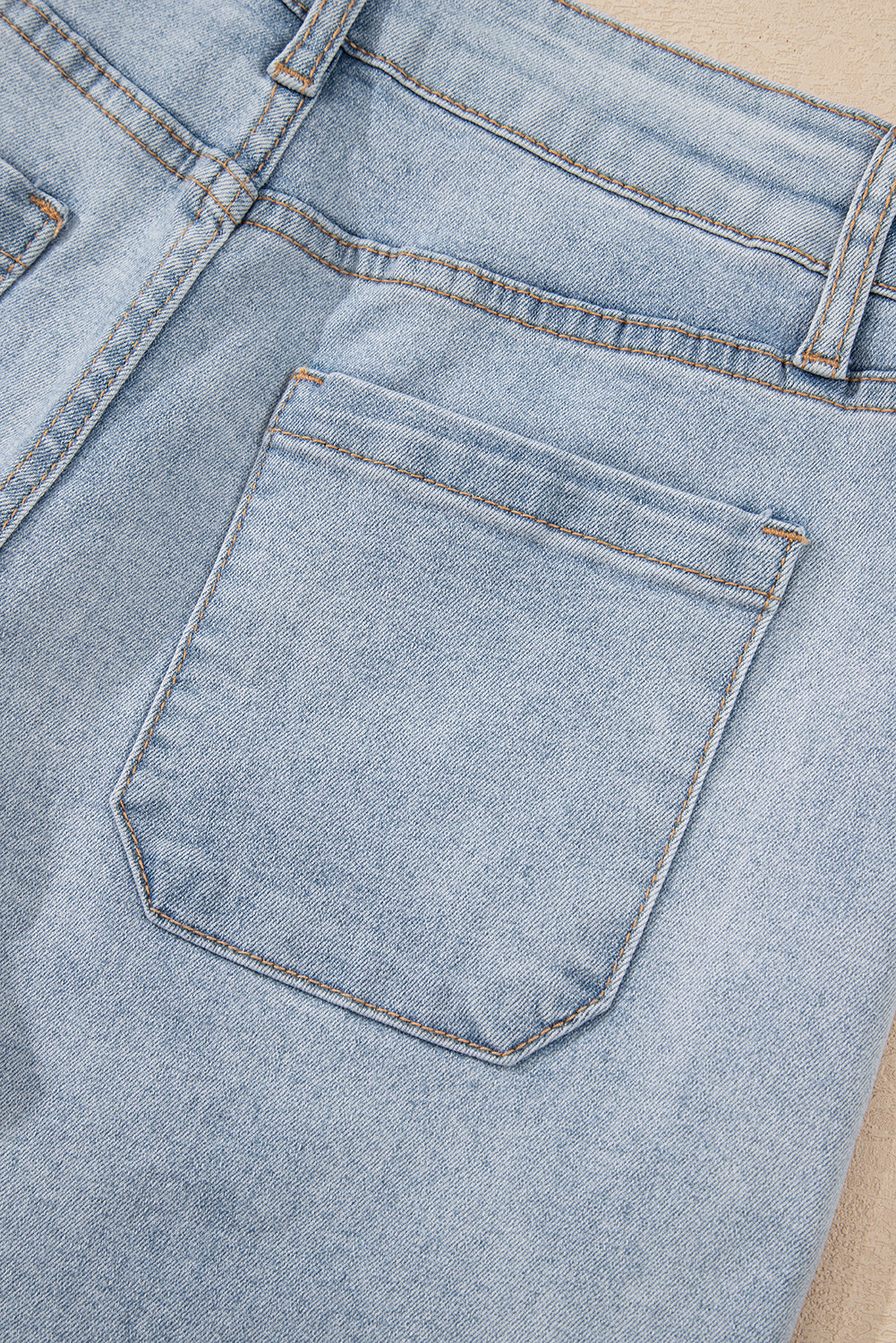 Shop Beau Blue Light Wash High Rise Denim Shorts UK 8-20 at LivelyLooks