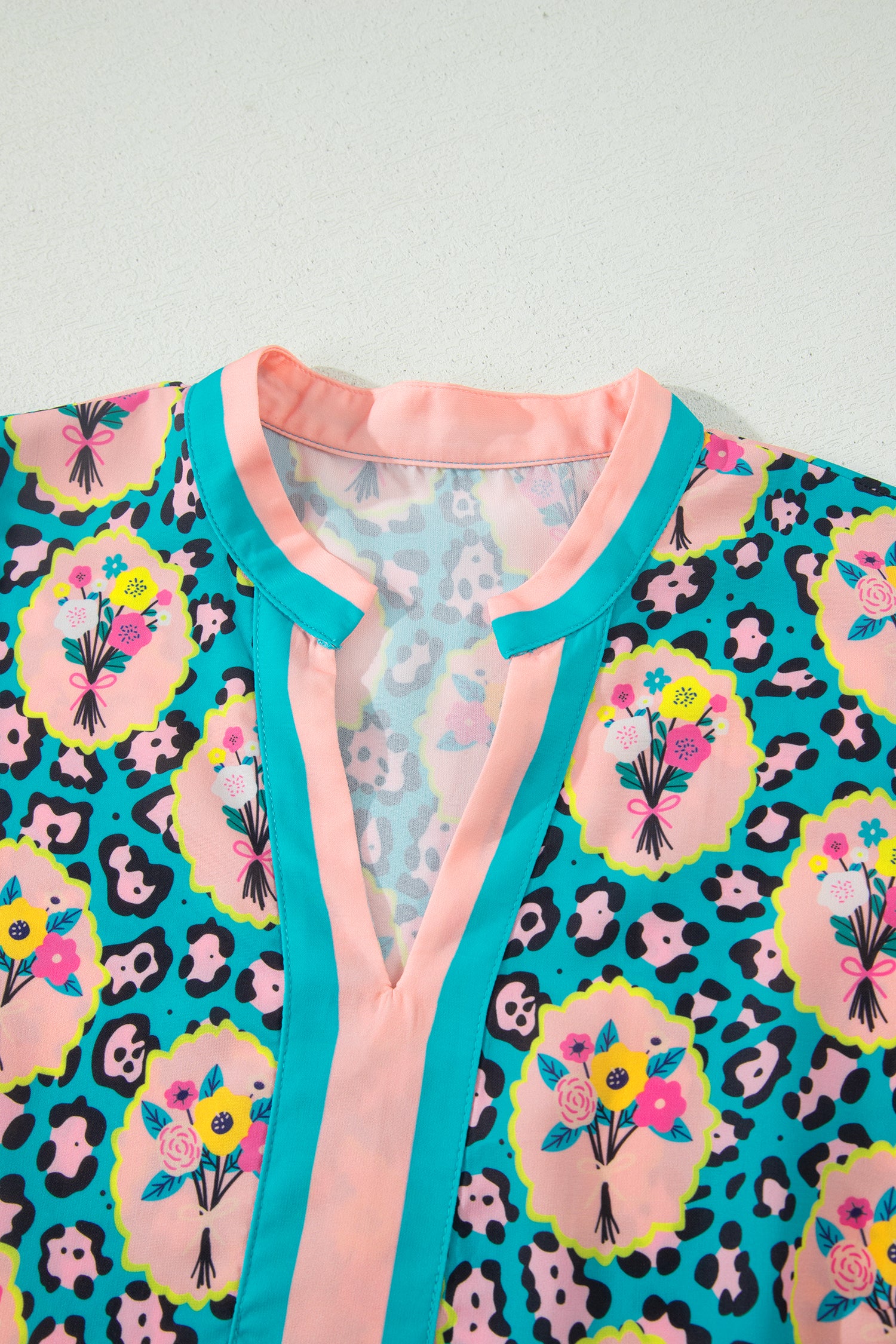Green Leopard Floral Short Sleeve Mini Dress S-XL