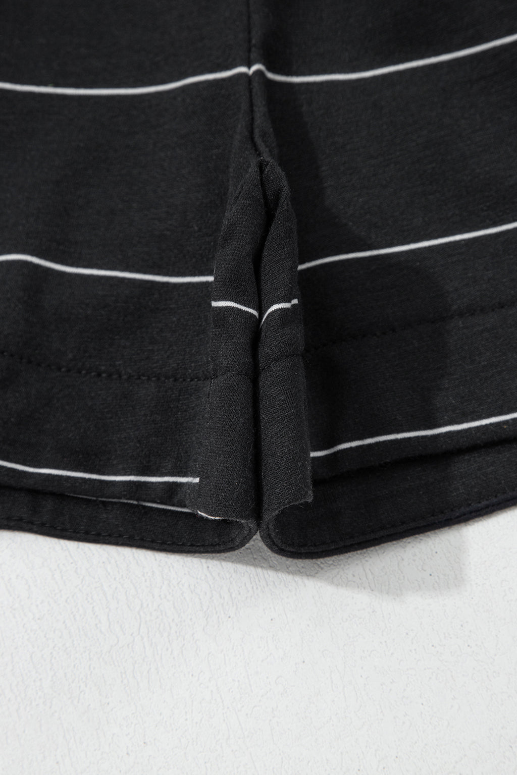 Stripe Half Sleeve Tee & Drawstring Shorts Co-ord Set – White & Black