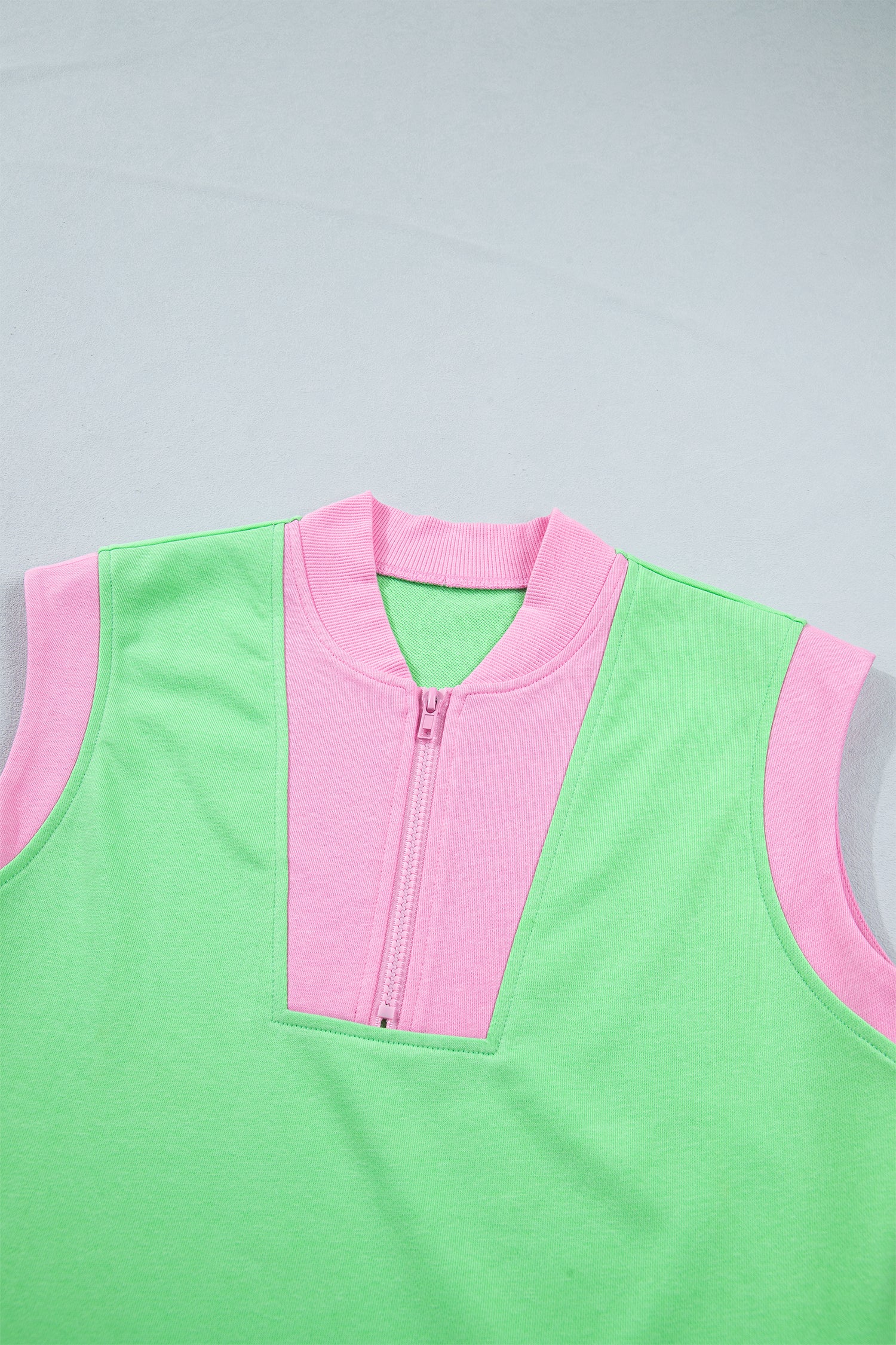 Green Colour Block Half Zip Top & Athleisure Shorts Set | UK 8–22