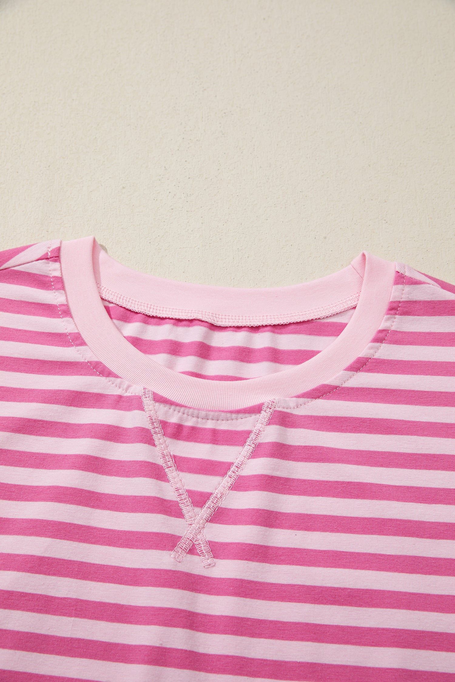 Pink Stripe Cap Sleeve Tee & Elastic Waist Shorts 2pcs Co-ord Outfit