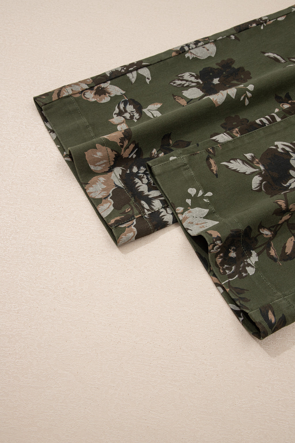 Green Vintage Floral Print Shift Jeans Square Patch Pocket Raw Hem UK 4-16