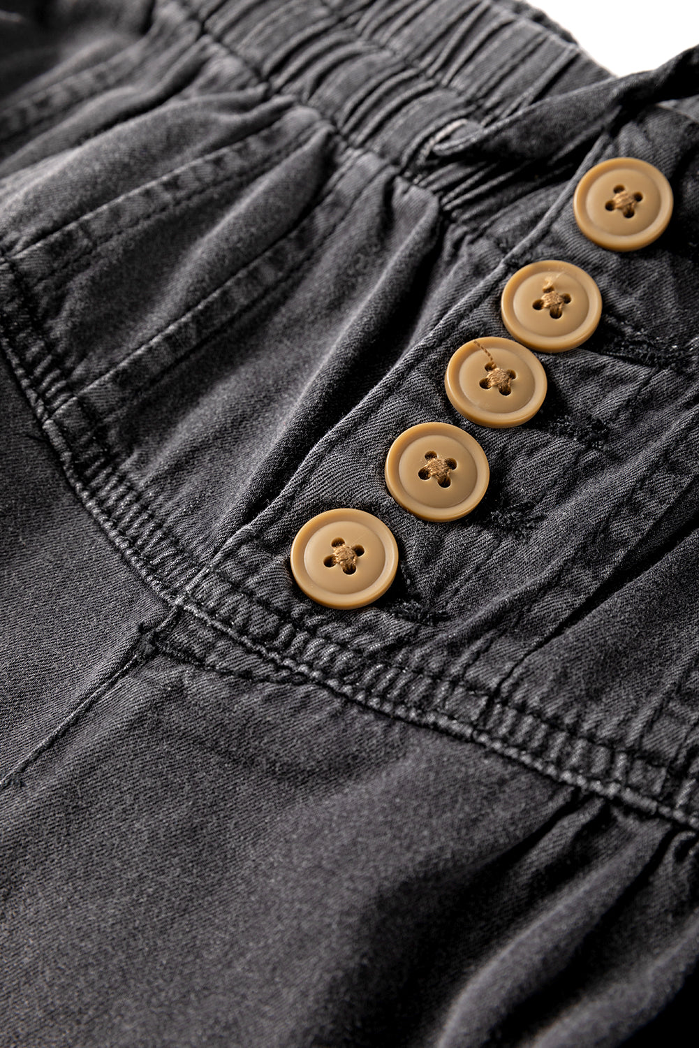 Shop Carbon Grey Mineral Wash Button Fly Waist Wide Leg Jeans at LivelyLooks