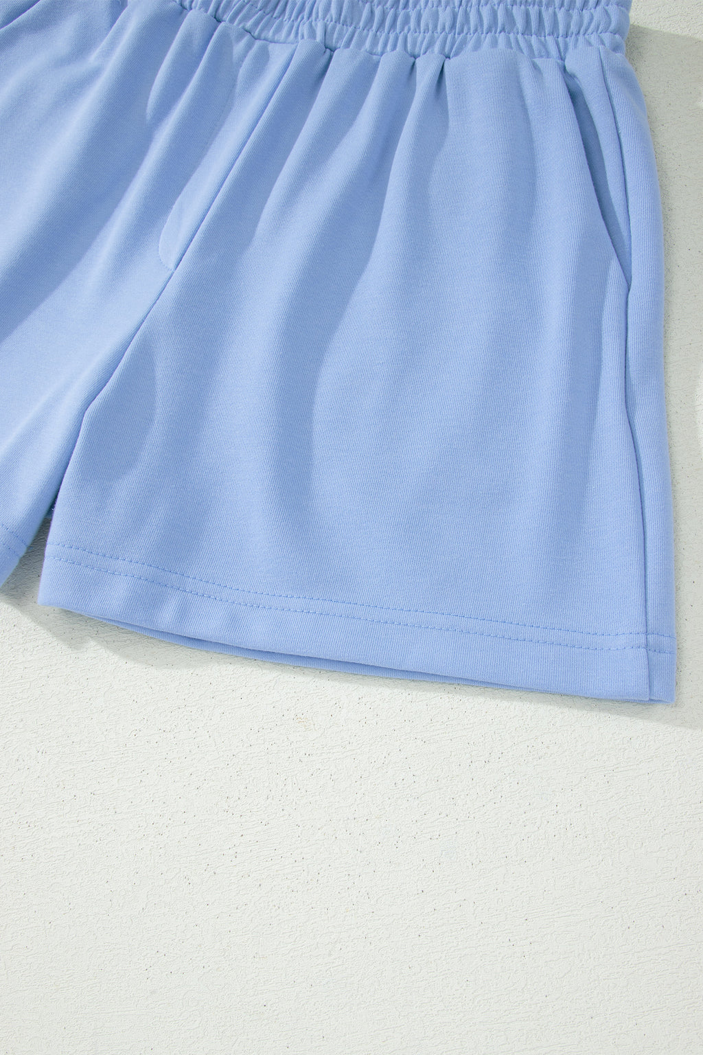 Half Zip Ruffled Short Set – Sky Blue & Coral Paradise