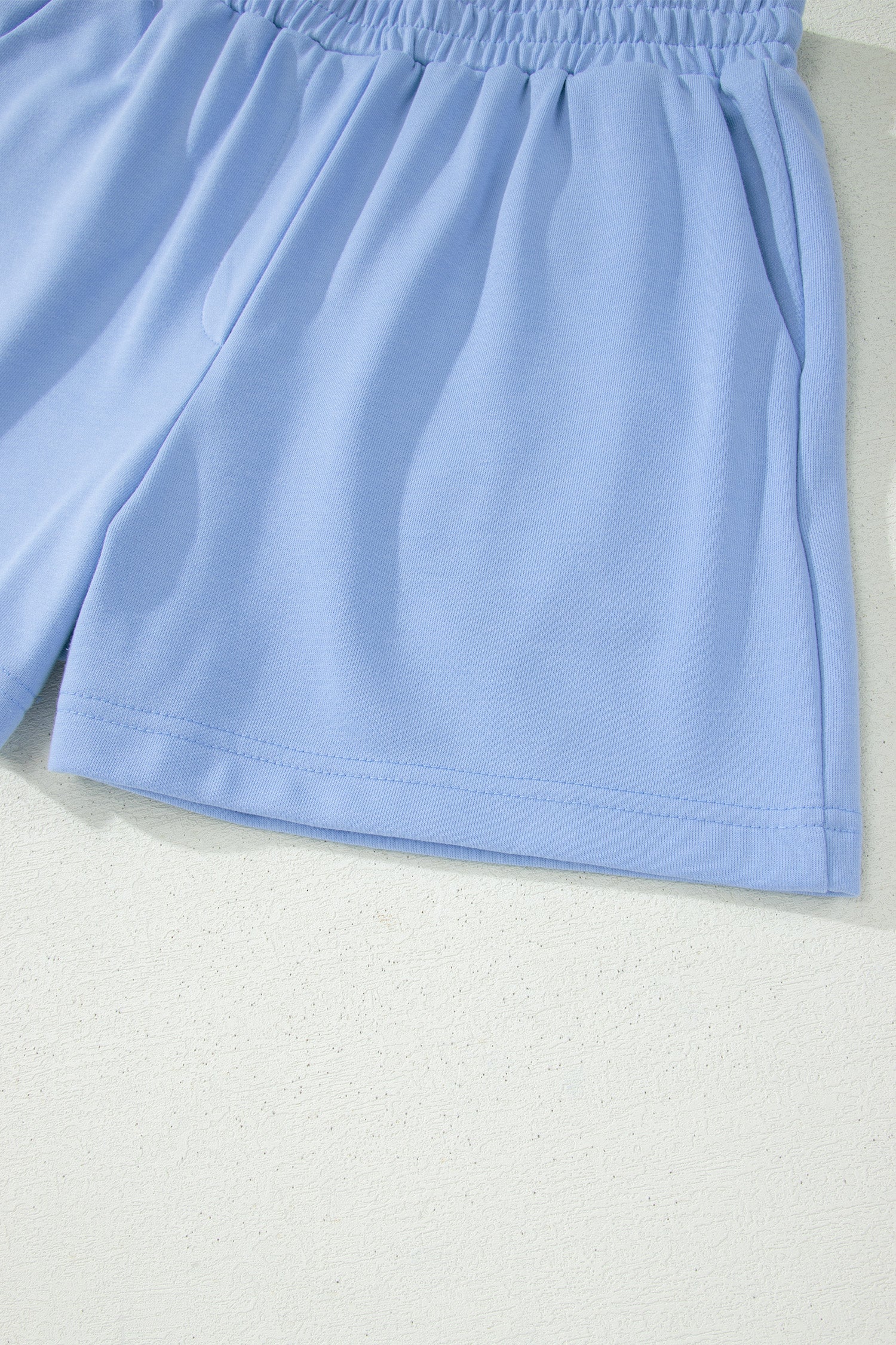 Half Zip Ruffled Short Set – Sky Blue & Coral Paradise