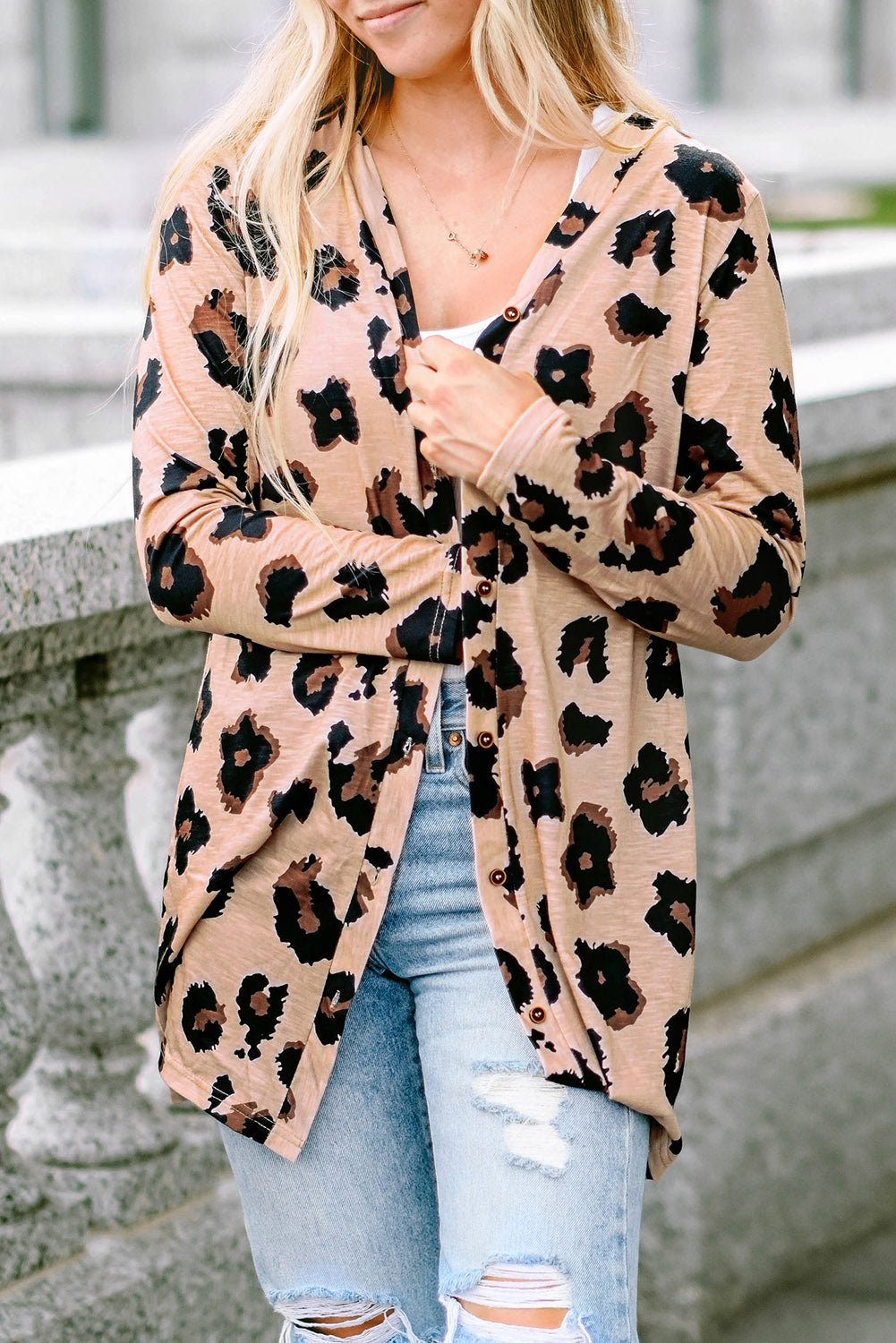 LivelyLooks Leopard Print Open Front Knit Cardigan S-2XL women's fashion