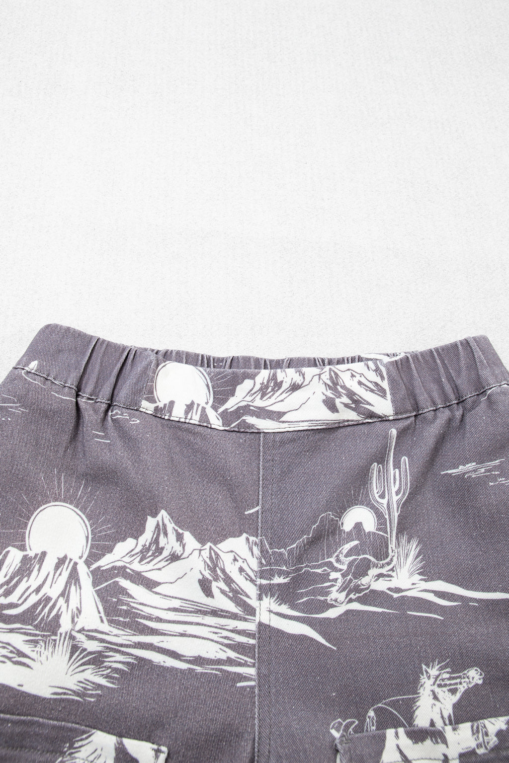 Women's Grey Wild West Print Straight Leg Jeans Elastic Waist UK 4-16