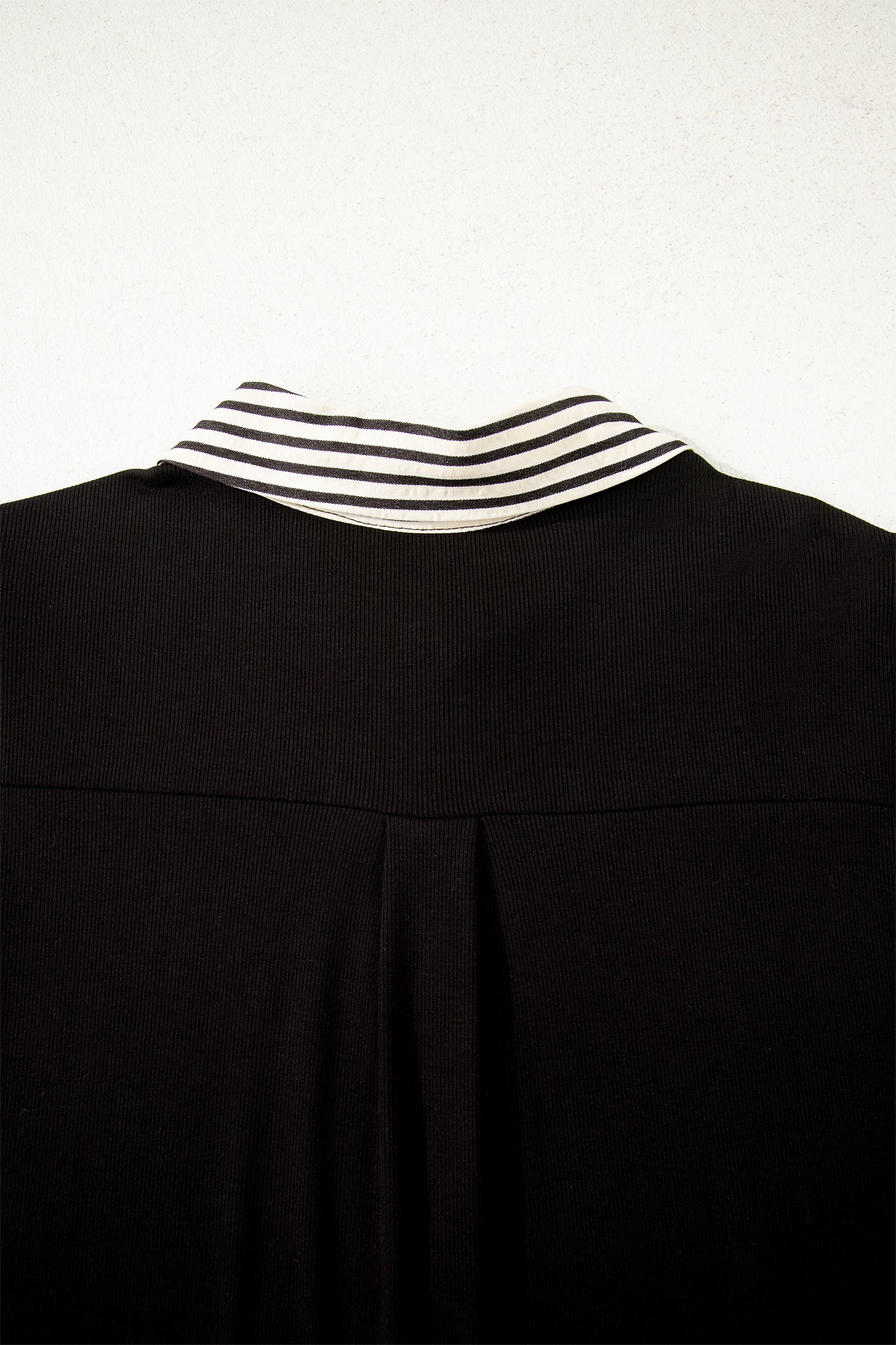 Black Stripe Polo Collar Half Button Tied Short Sleeve Mini Dress S-XL