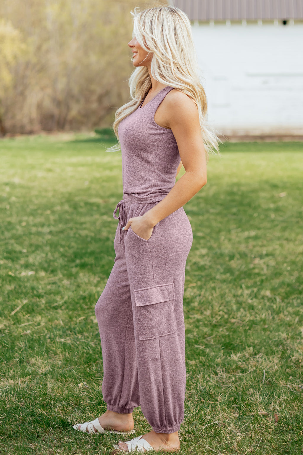 Casual Tank Top & Drawstring Jogger Set