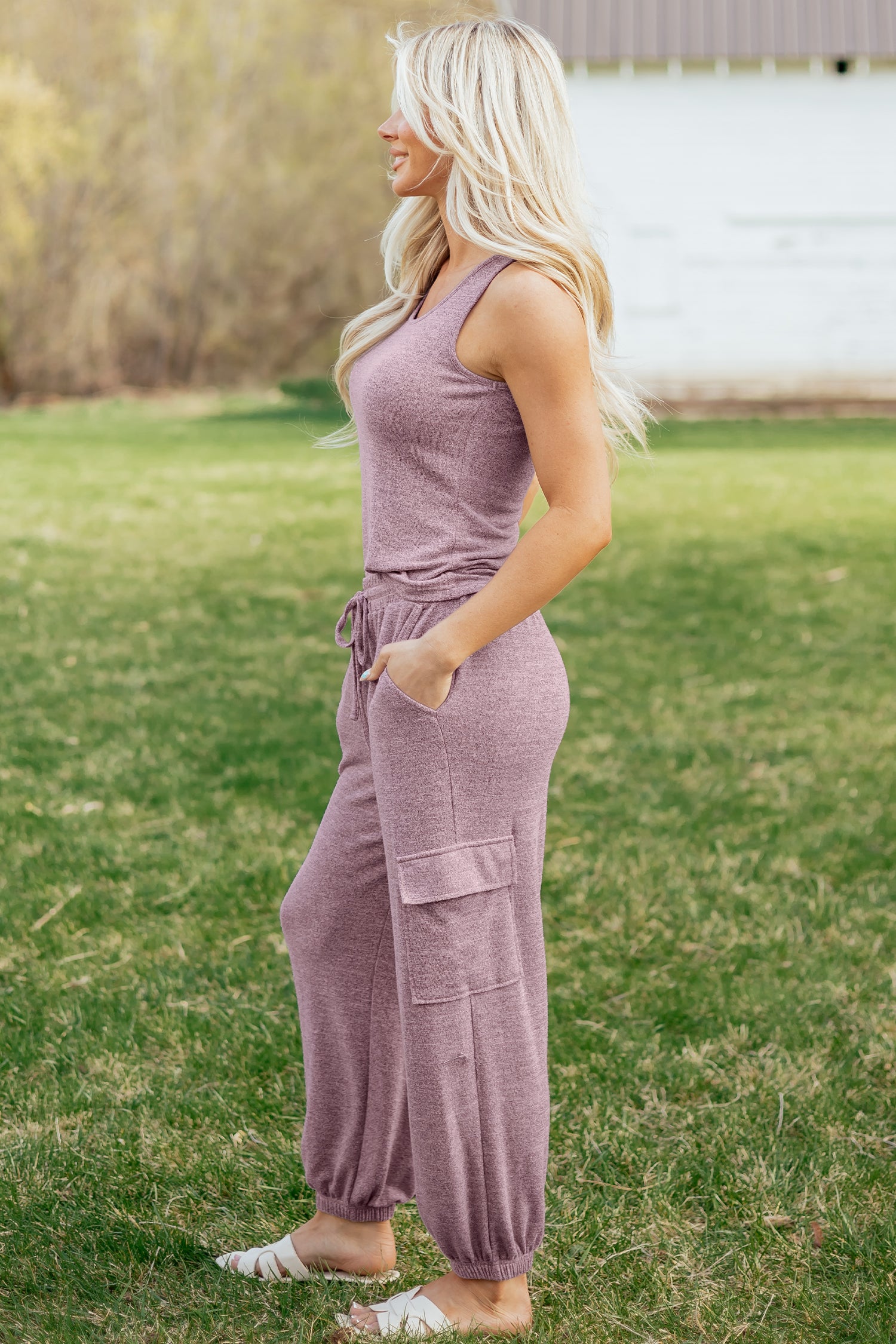 Casual Tank Top & Drawstring Jogger Set