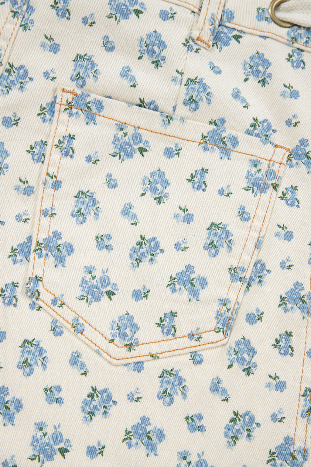 Beige Grommet Knot Waist Floral Barrel Leg Jeans | UK 8–18