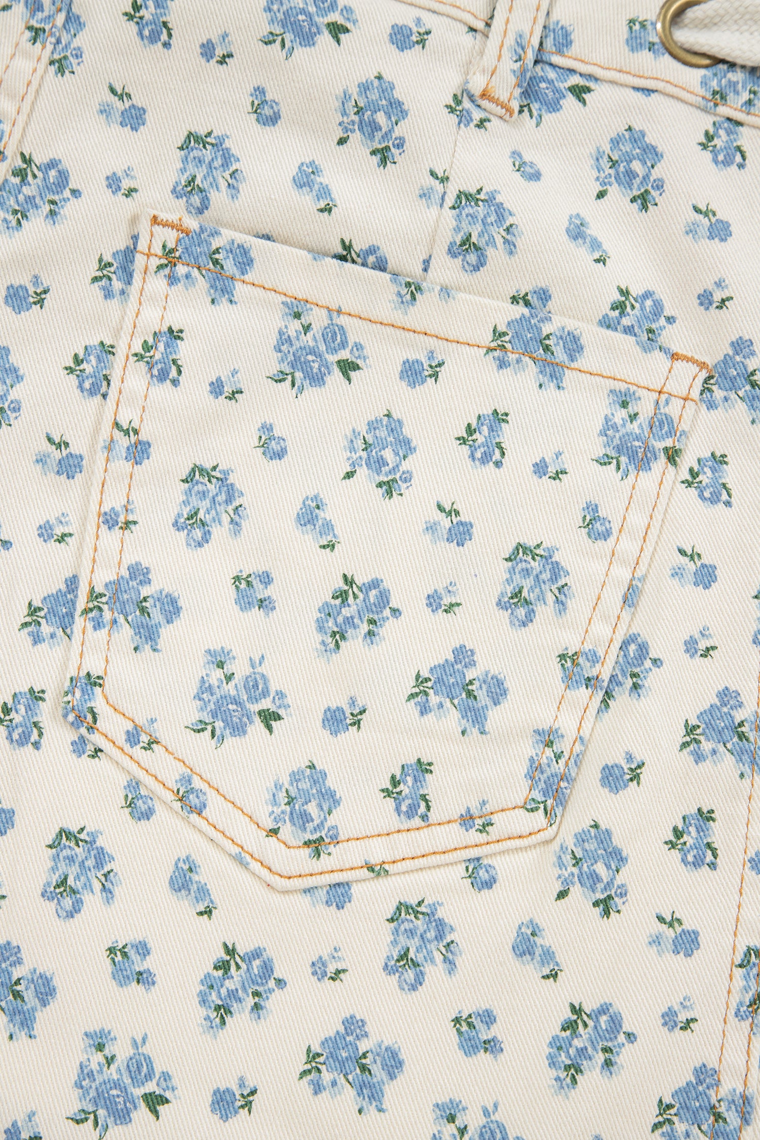 Beige Grommet Knot Waist Floral Barrel Leg Jeans | UK 8–18