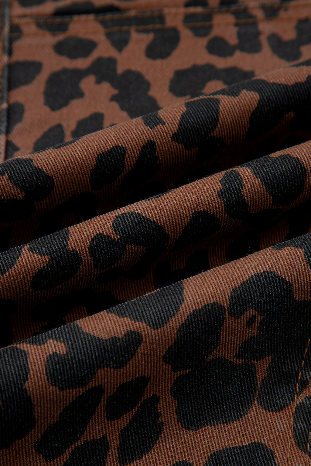 Shop Brown Leopard Print Seam Detail Patchwork Barrel Jeans UK 8-20 at LivelyLooks