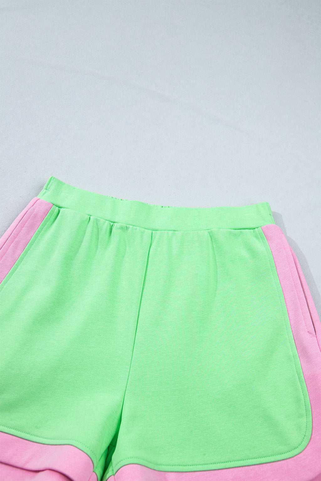 Green Colour Block Half Zip Top & Athleisure Shorts Set | UK 8–22