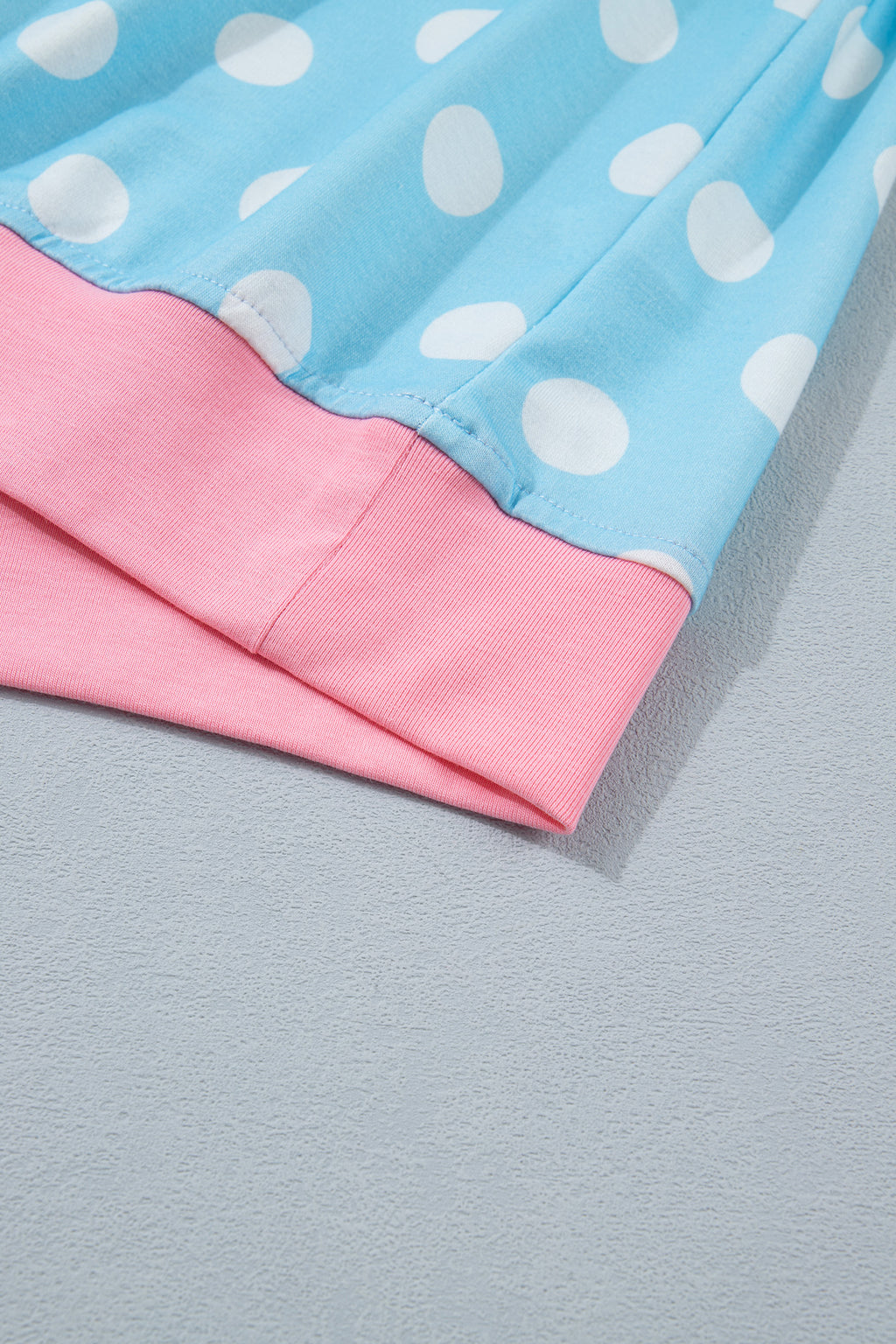 Polka Dot Contrast Edge Casual Short Set Pink Sky Blue Women S-XL
